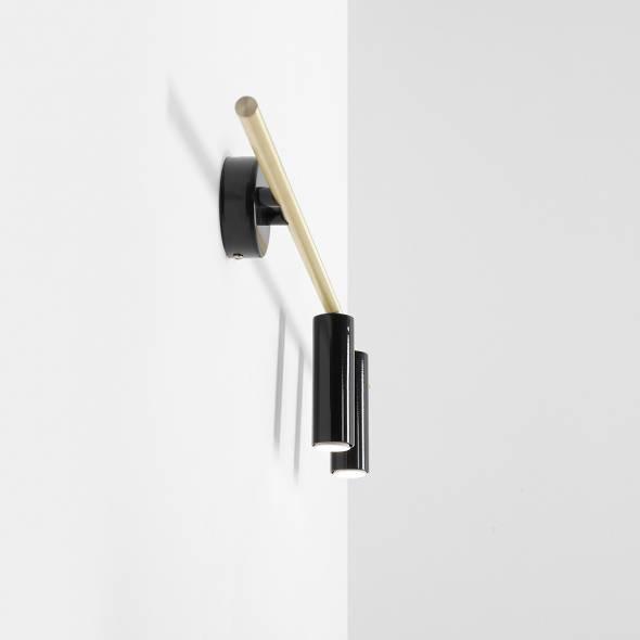 Kinkiet prawostronny TREVO DUO czarny z mosiężnym wykończeniem Artera Eye on Design