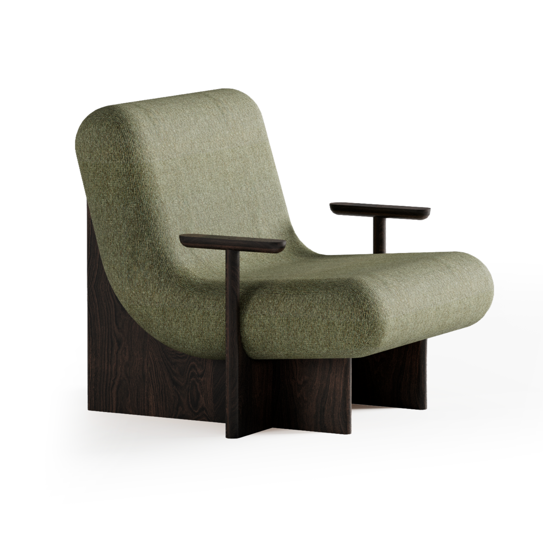 KIVO Armchair in Green with Ebony Oak Base