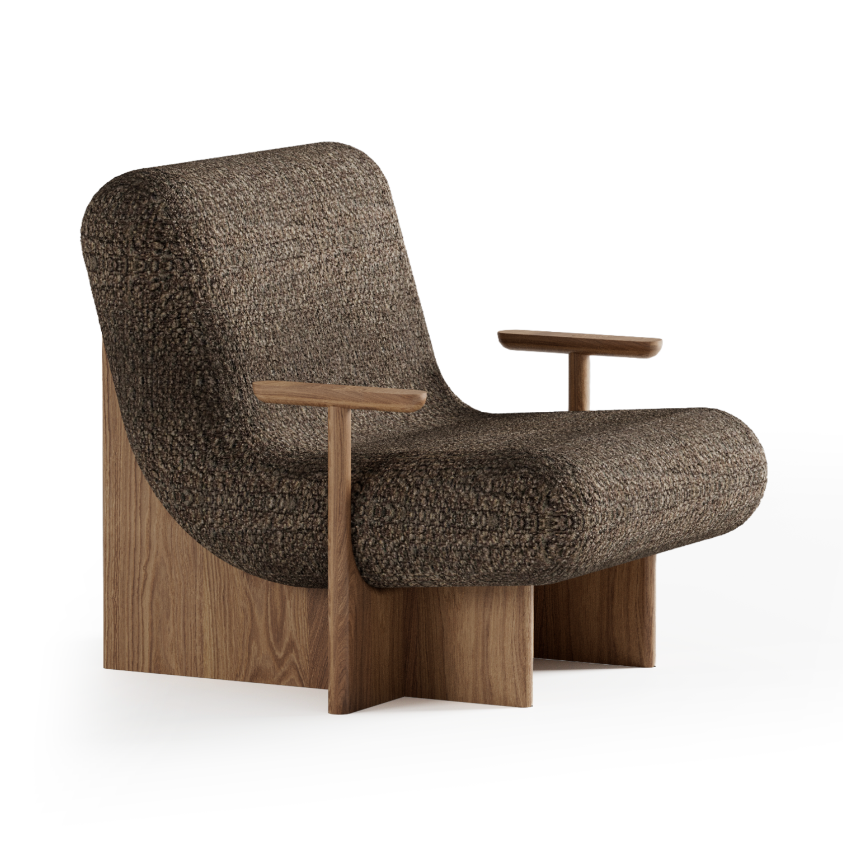 Sessel KIVO braun mit Eichenbasis
