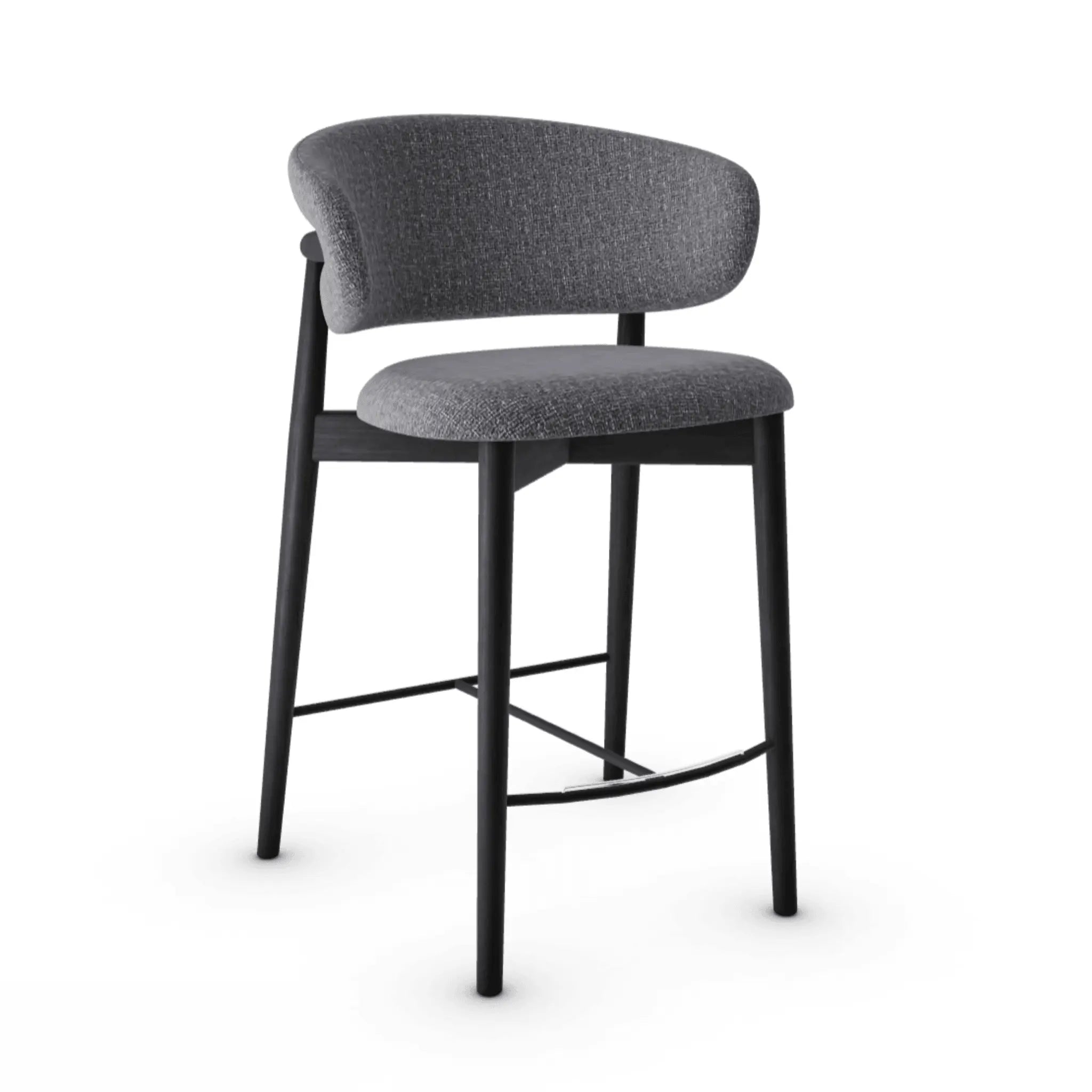 Krzesło barowe OLEANDRO boucle antracytowy z drewnianą podstawą Calligaris drewniana matowa czerń Eye on Design
