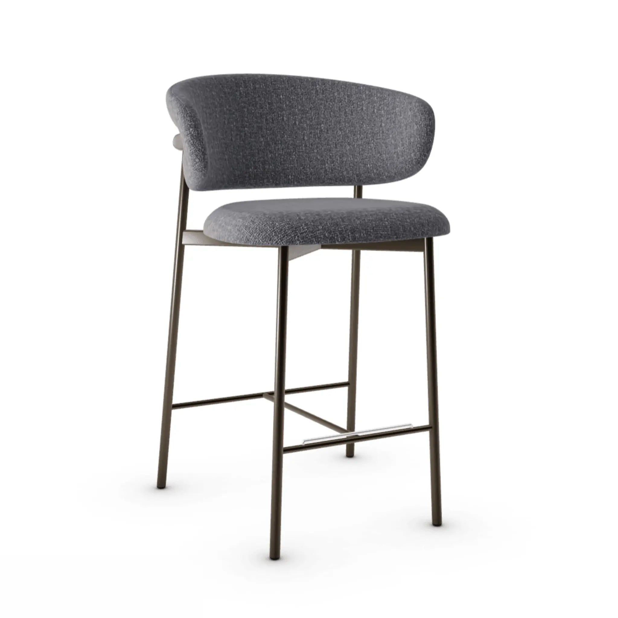 Krzesło barowe OLEANDRO boucle antracytowy z metalową podstawą Calligaris metalowa matowy brąz Eye on Design