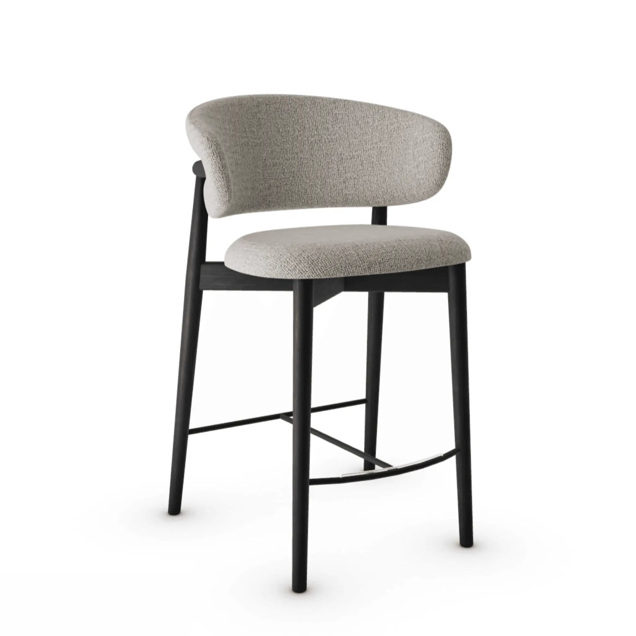 Krzesło barowe OLEANDRO boucle beżowy z drewnianą podstawą Calligaris drewniana matowa czerń Eye on Design