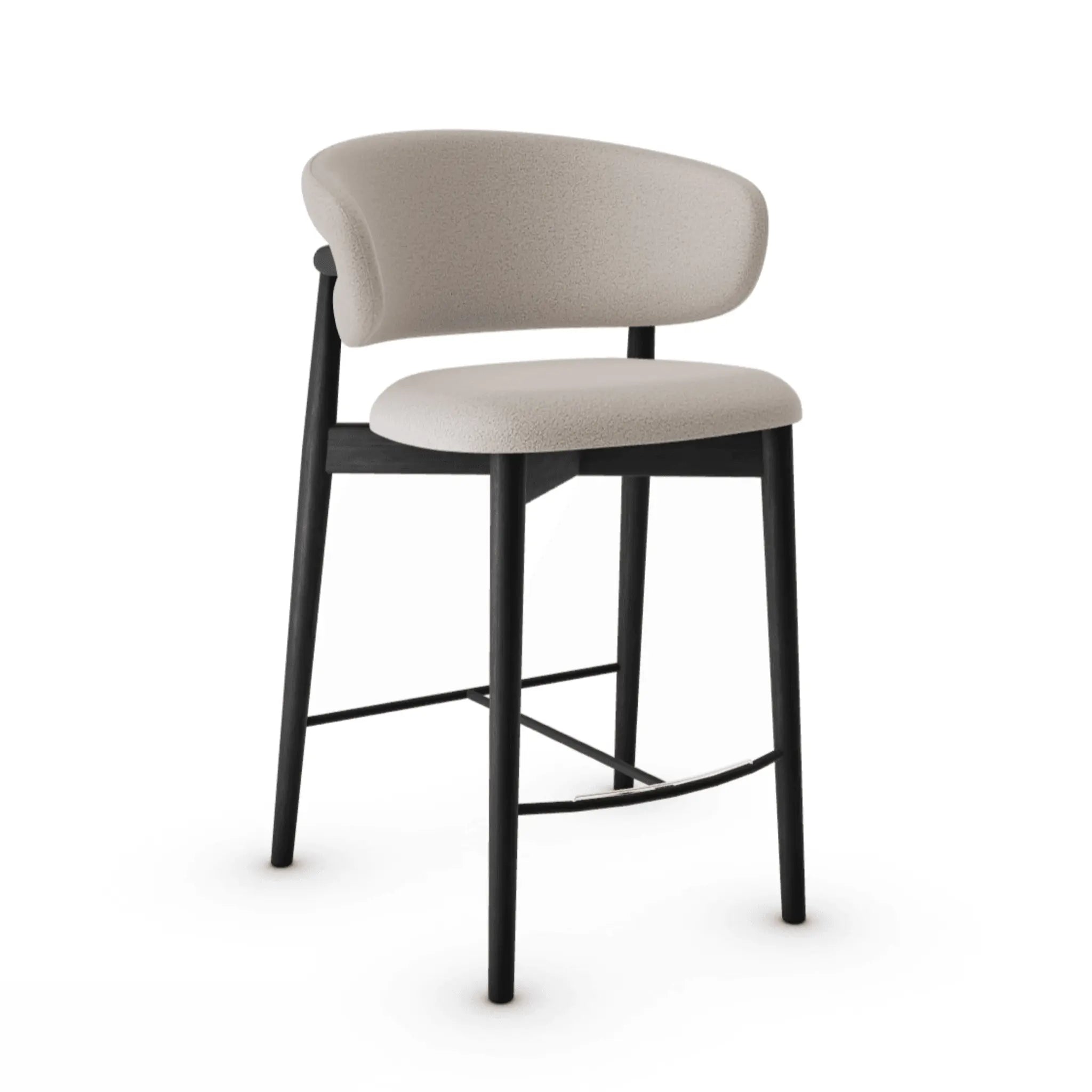 Krzesło barowe OLEANDRO boucle jasnobrązowy z drewnianą podstawą Calligaris matowa czerń Eye on Design