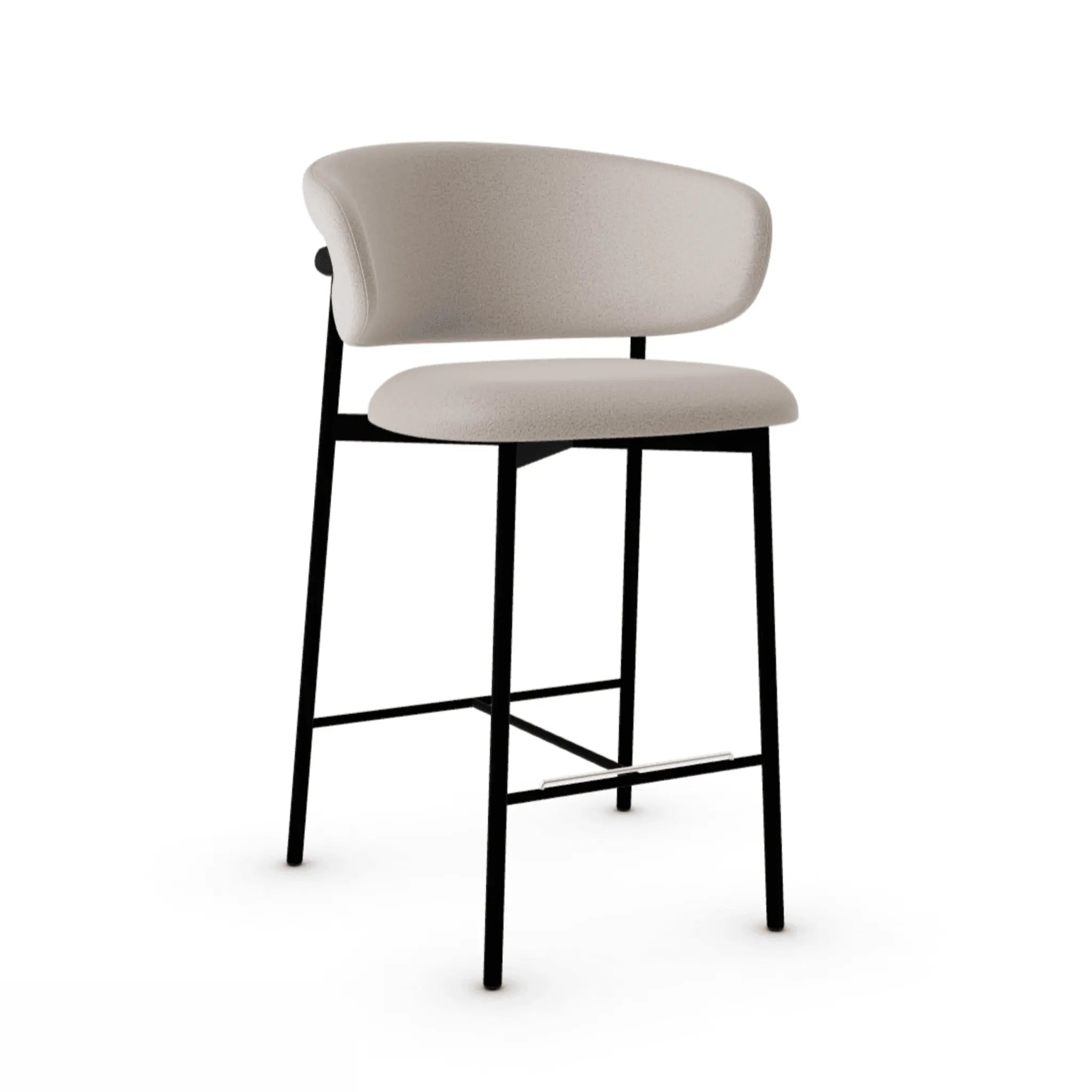 Krzesło barowe OLEANDRO boucle jasnobrązowy z metalową podstawą Calligaris metalowa matowa czerń Eye on Design