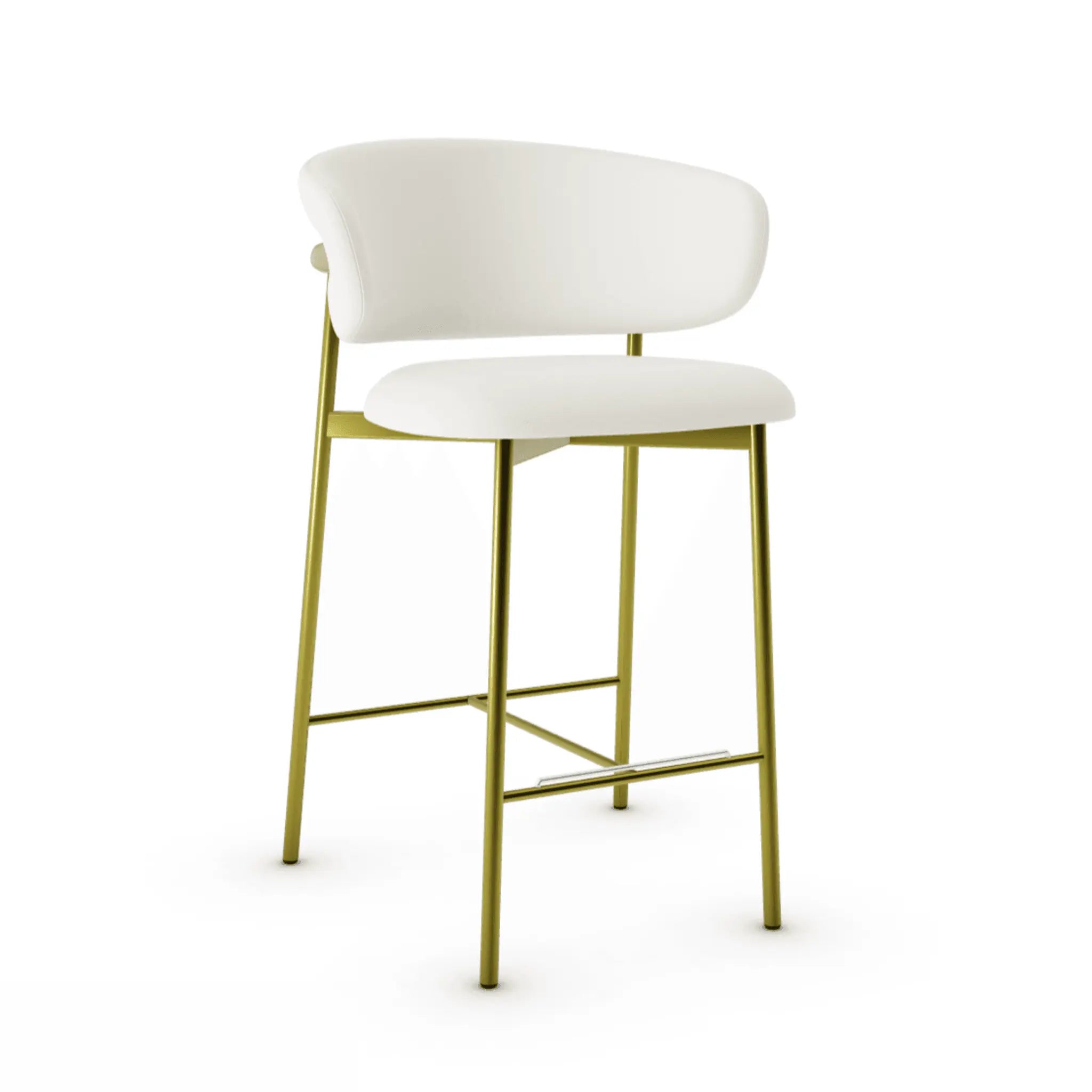 Krzesło barowe OLEANDRO boucle kremowy z metalową podstawą Calligaris metalowa matowy mosiądz Eye on Design