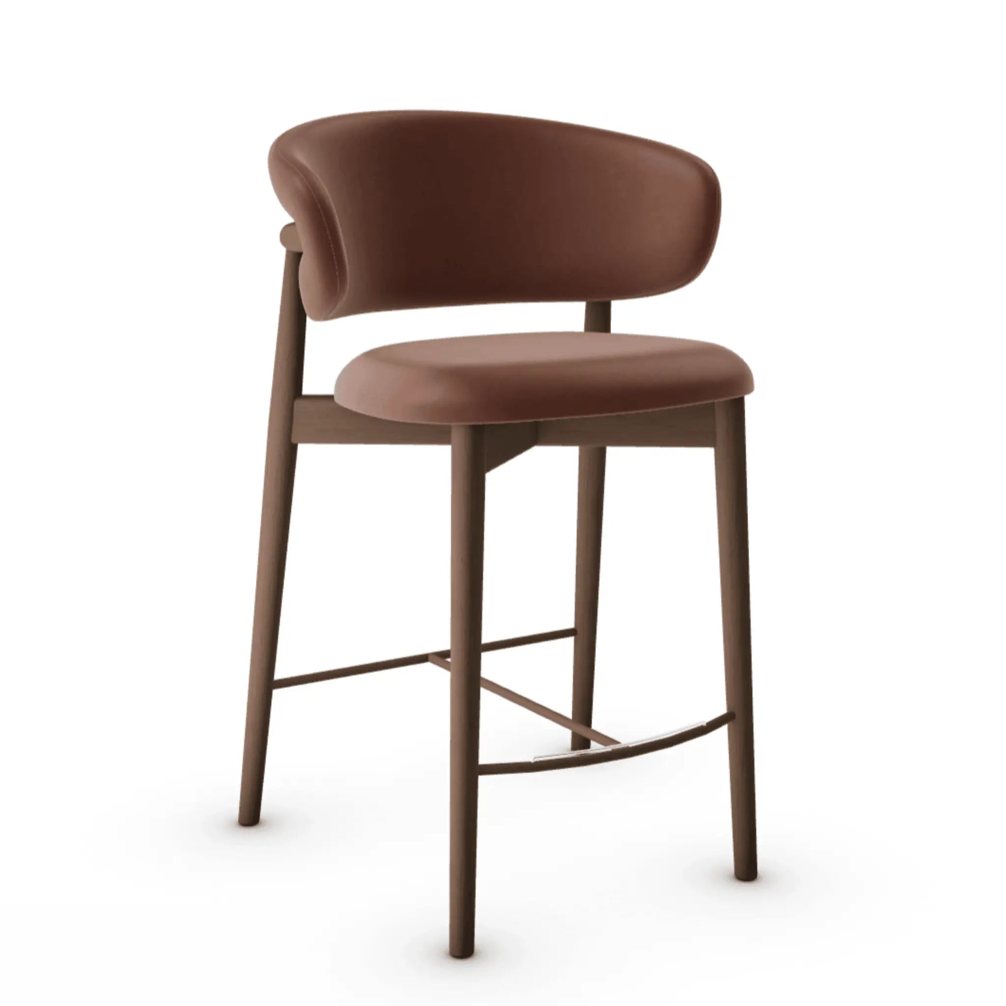 Krzesło barowe OLEANDRO brązowa ekoskóra z drewnianą podstawą Calligaris drewniana ciemnobrązowa Eye on Design