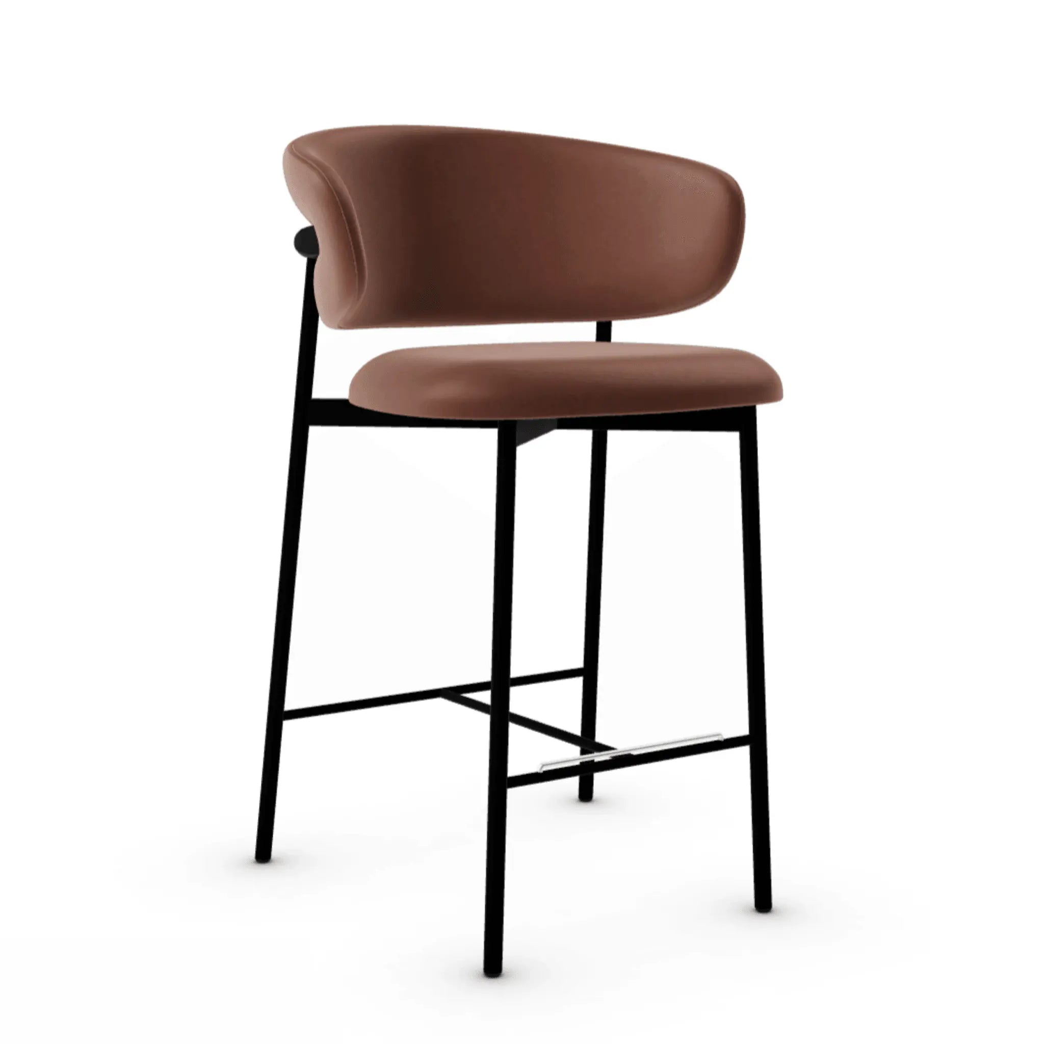 Krzesło barowe OLEANDRO brązowa ekoskóra z metalową podstawą Calligaris metalowa matowa czerń Eye on Design