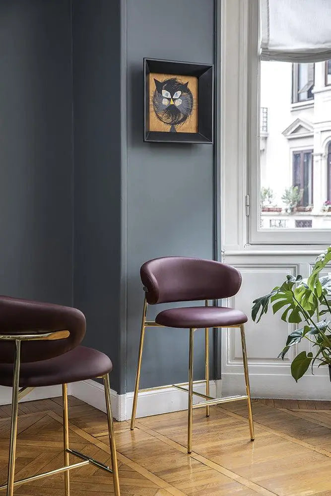 Krzesło barowe OLEANDRO brązowa ekoskóra z metalową podstawą Calligaris Eye on Design