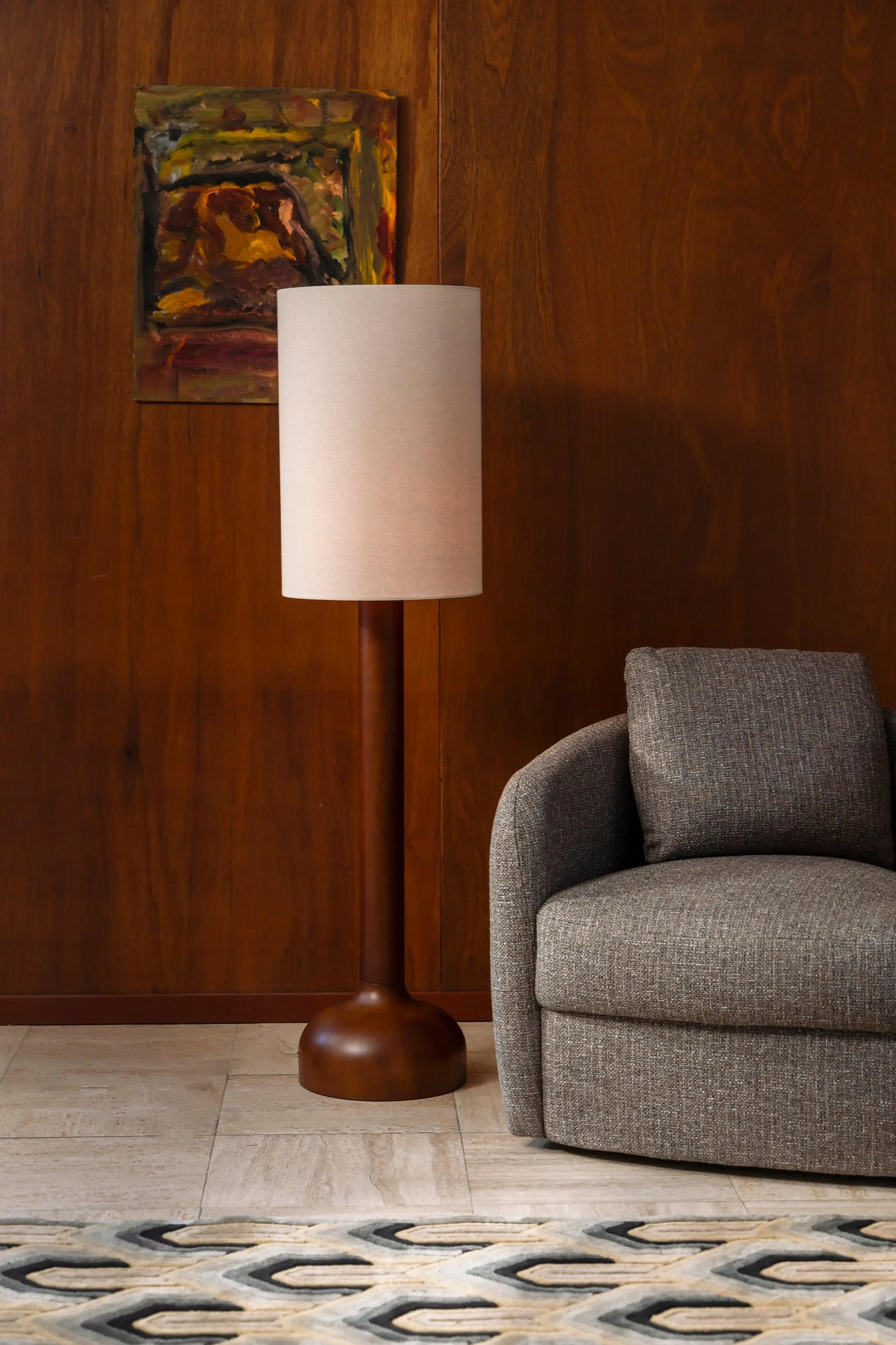 Lampa podłogowa JONES drewno kauczukowe – Dutchbone