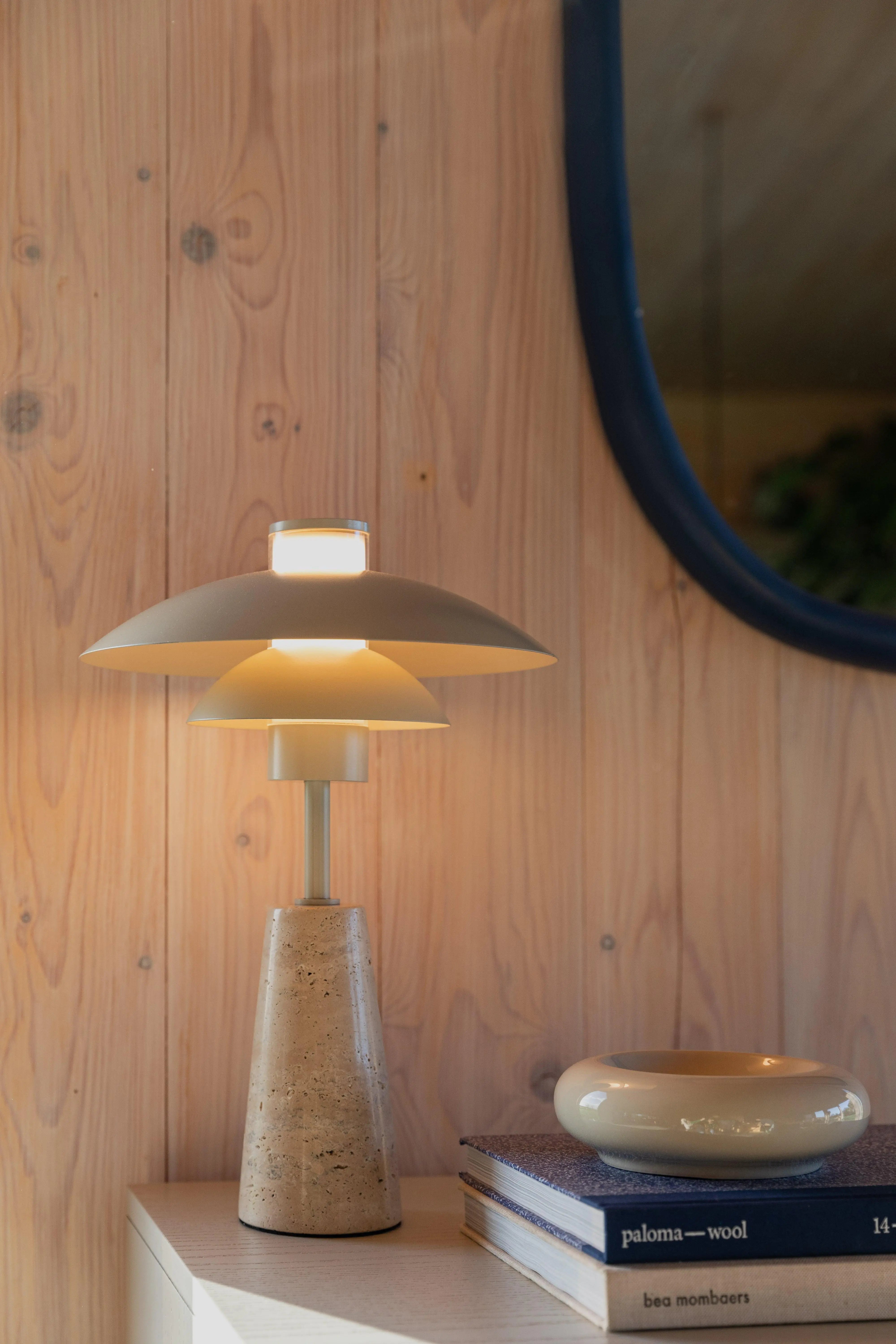 Lampa stołowa COLE beżowy trawertyn – metal