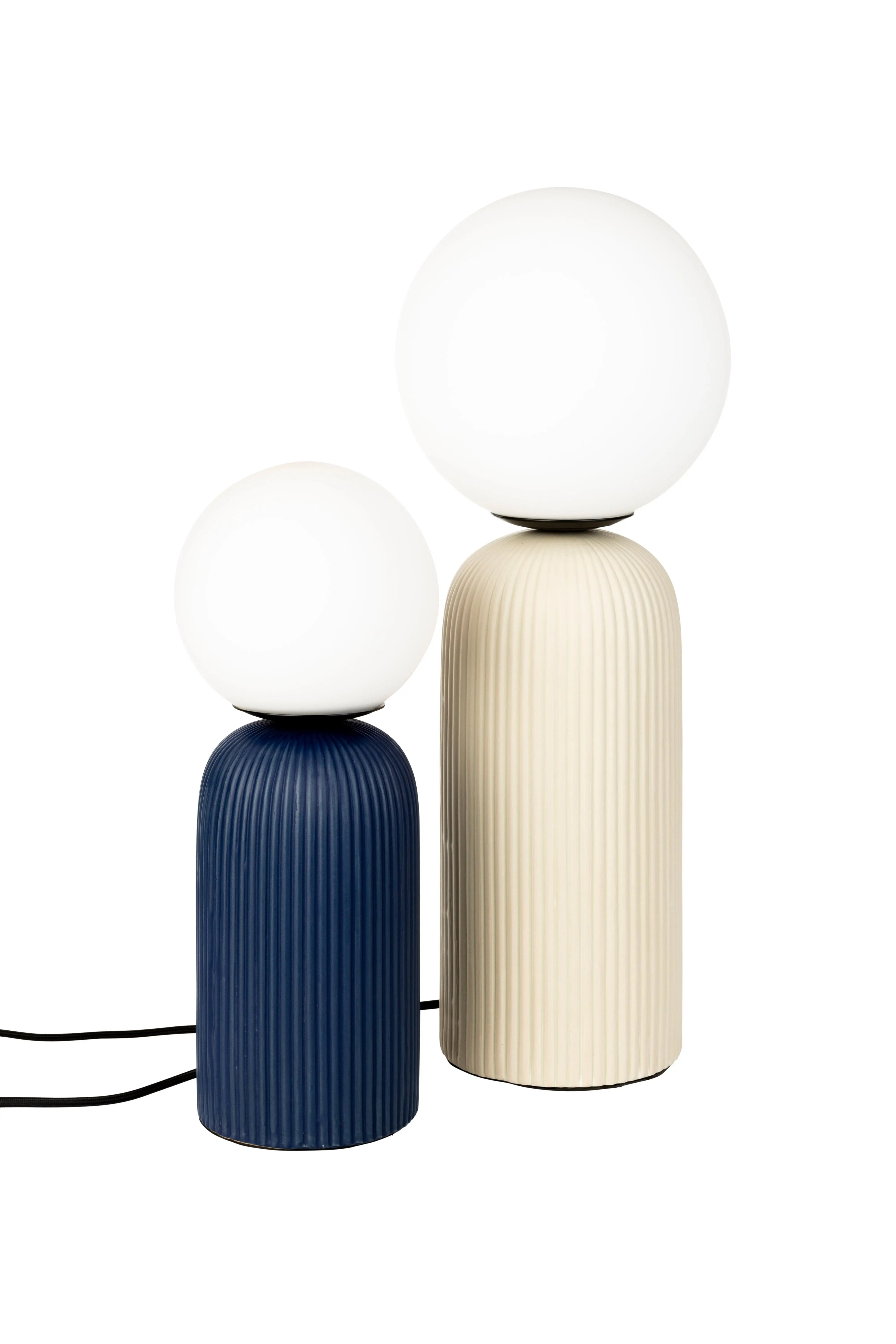 Lampa stołowa DASH granatowy – bawełna i szkło