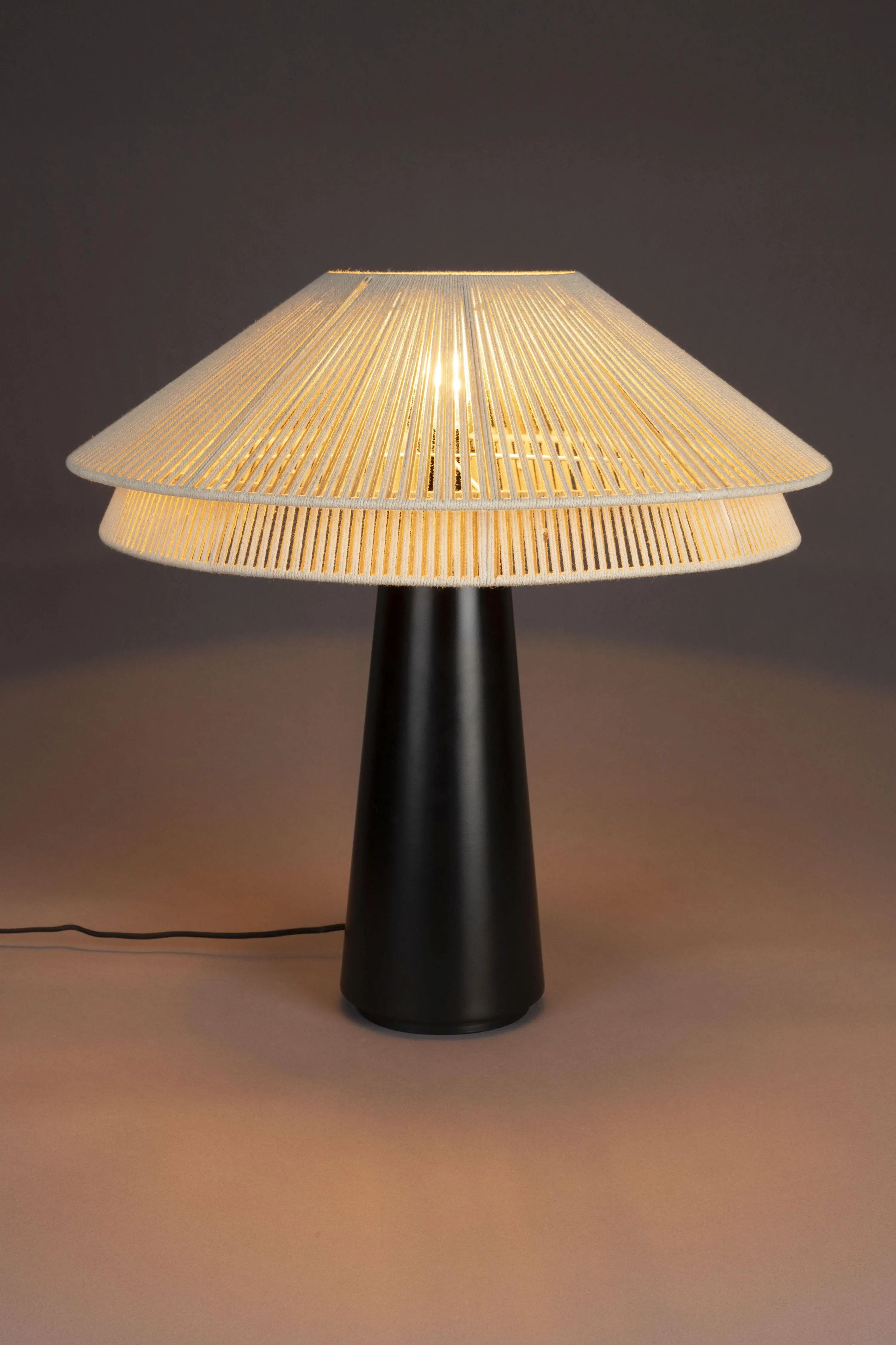 Lampa stołowa ELON beżowy z czarną podstawą, marka Dutchbone