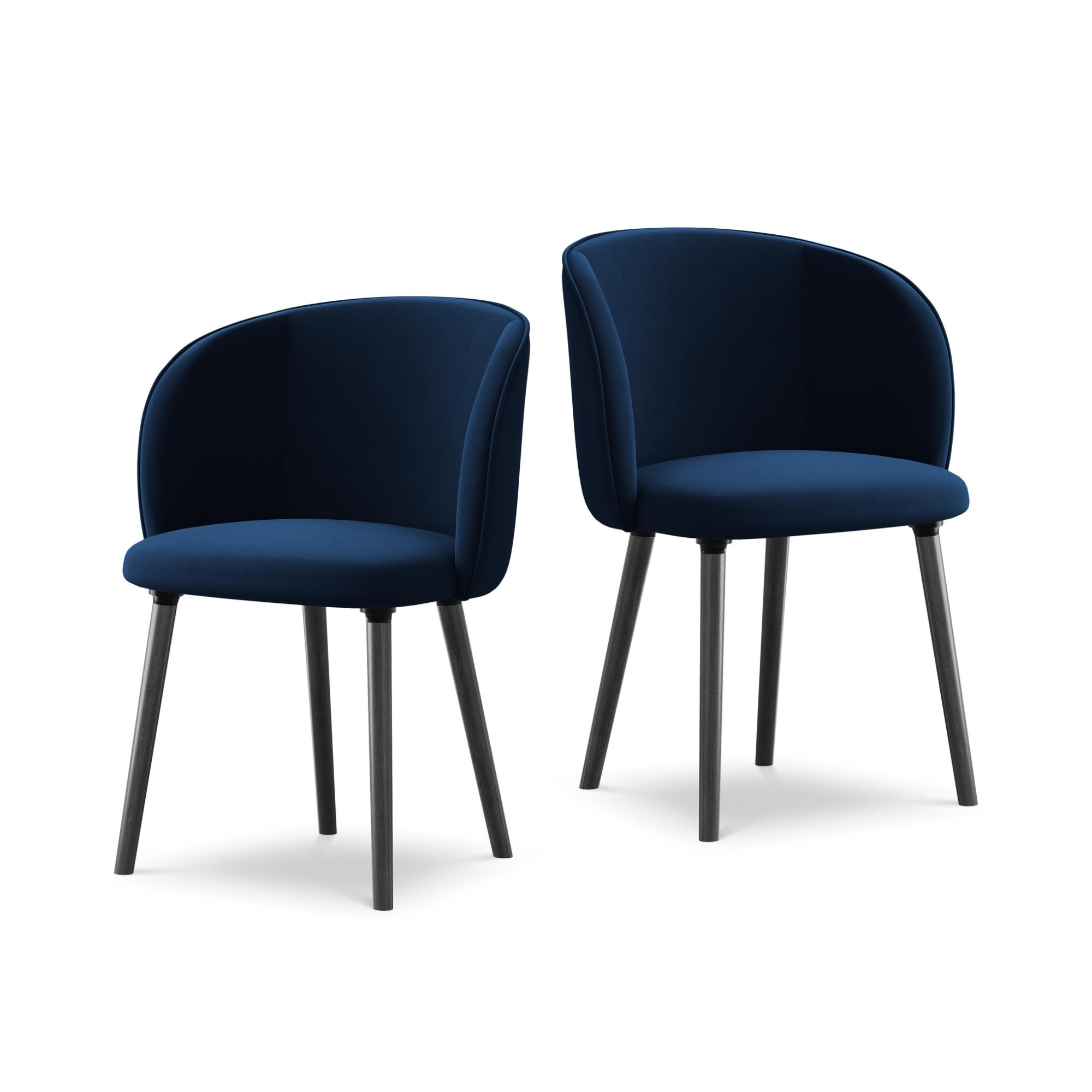 Krzesło aksamitne MAIA granat królewski z czarną dębową podstawą