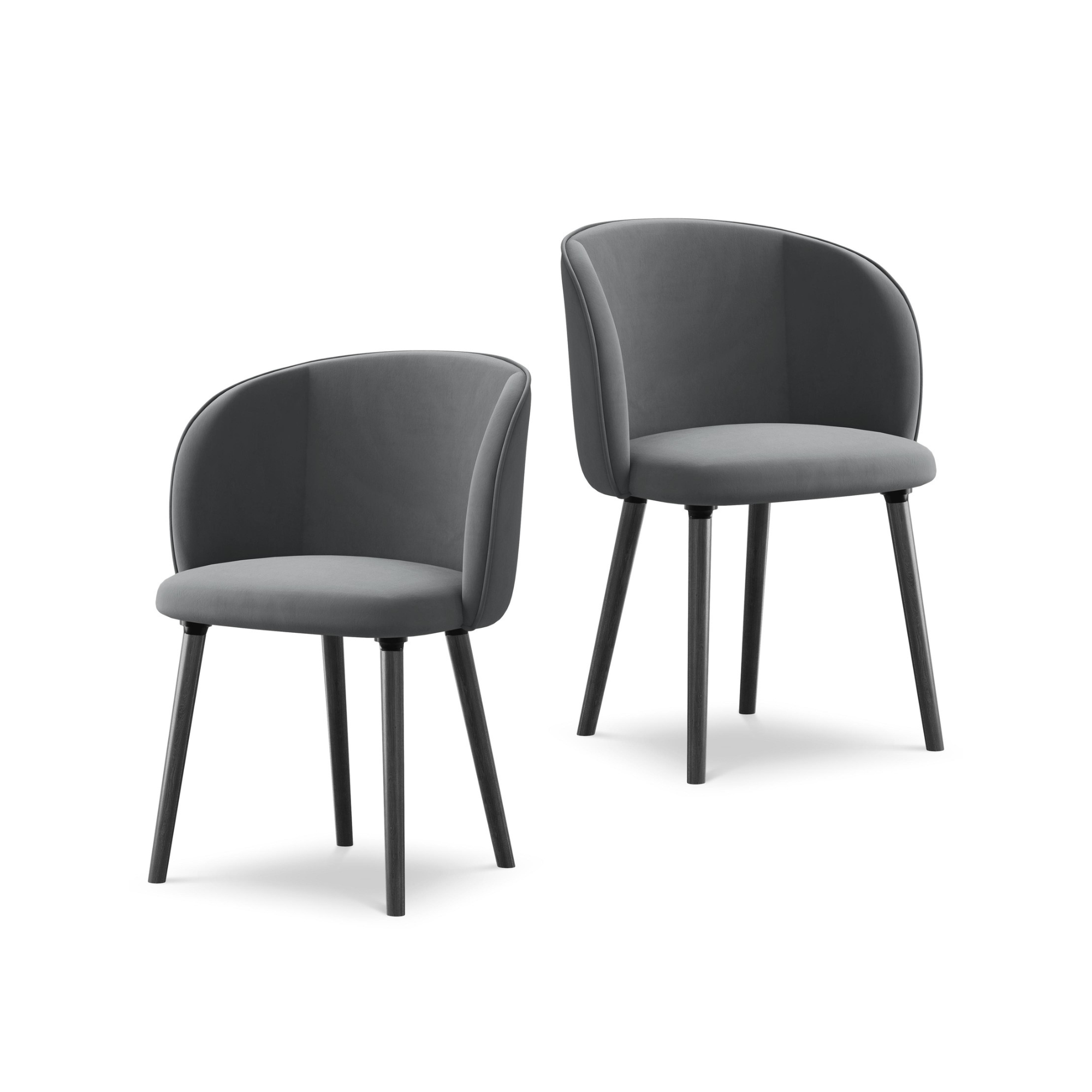 Krzesło aksamitne MAIA stalowy szary z czarną dębową podstawą