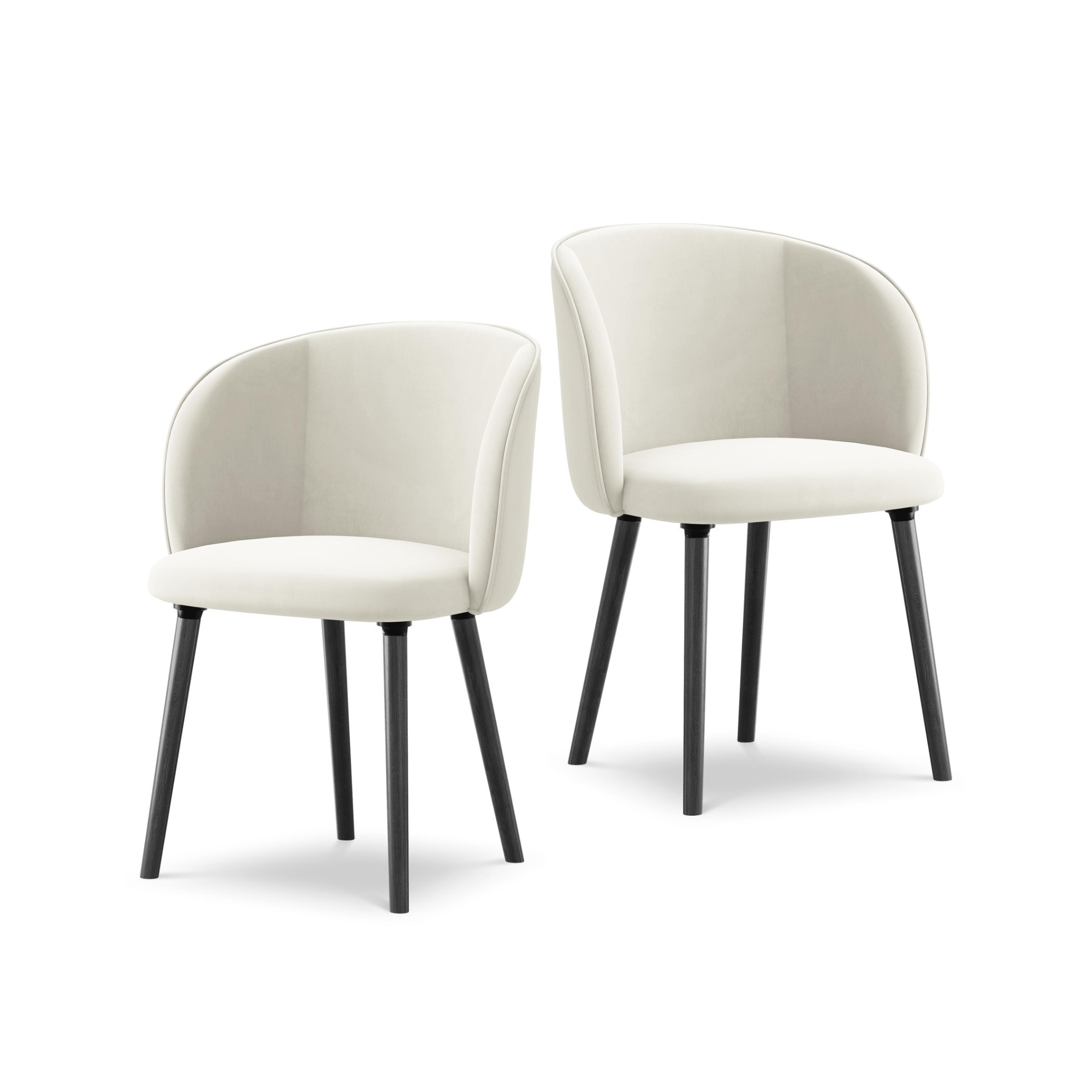 Krzesło aksamitne MAIA jasnobeżowy z czarną dębową podstawą