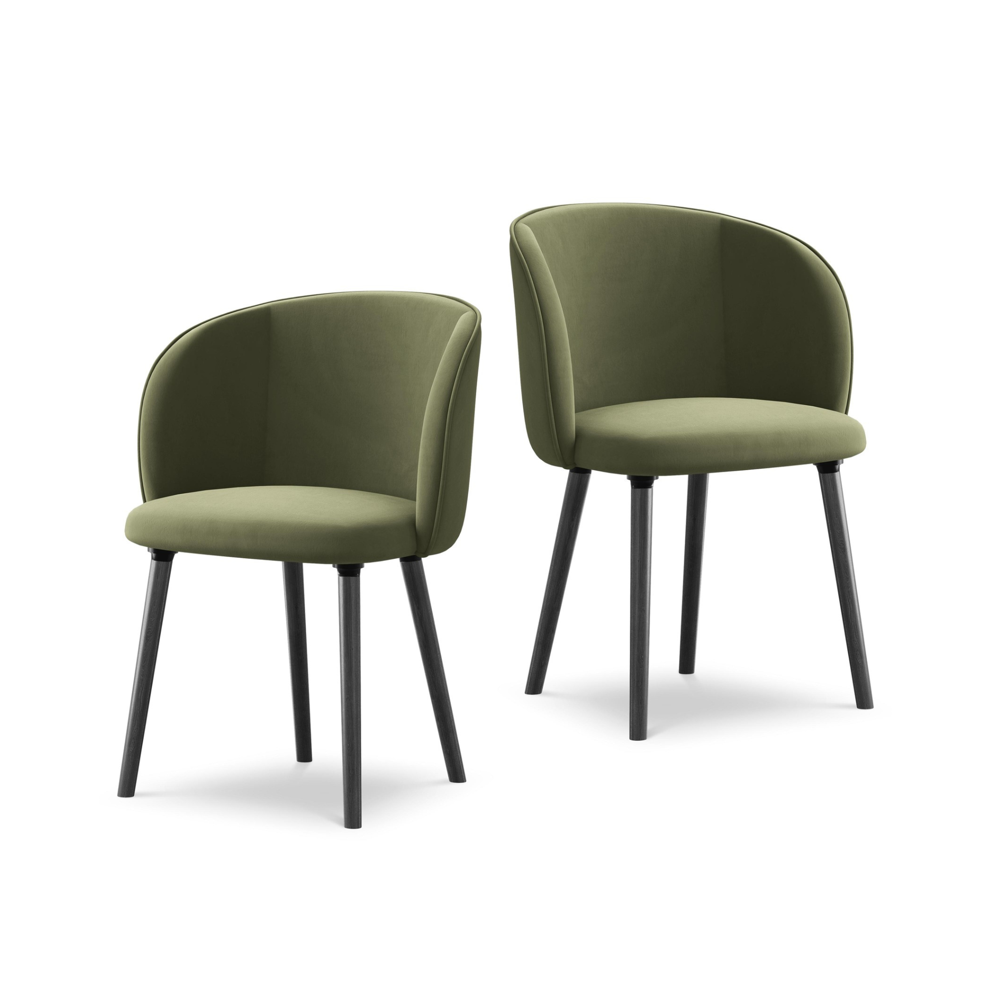 Krzesło aksamitne MAIA oliwkowy z czarną dębową podstawą