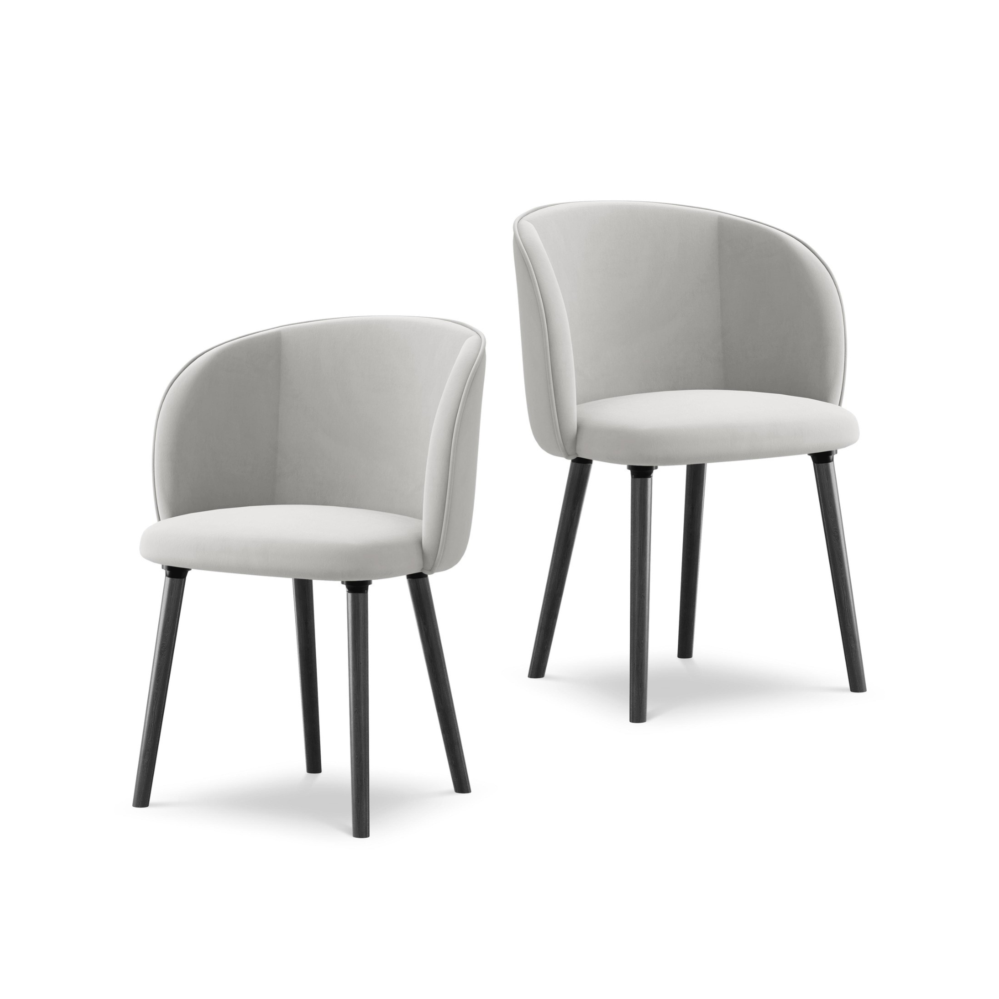 Krzesło aksamitne MAIA srebrny z czarną dębową podstawą