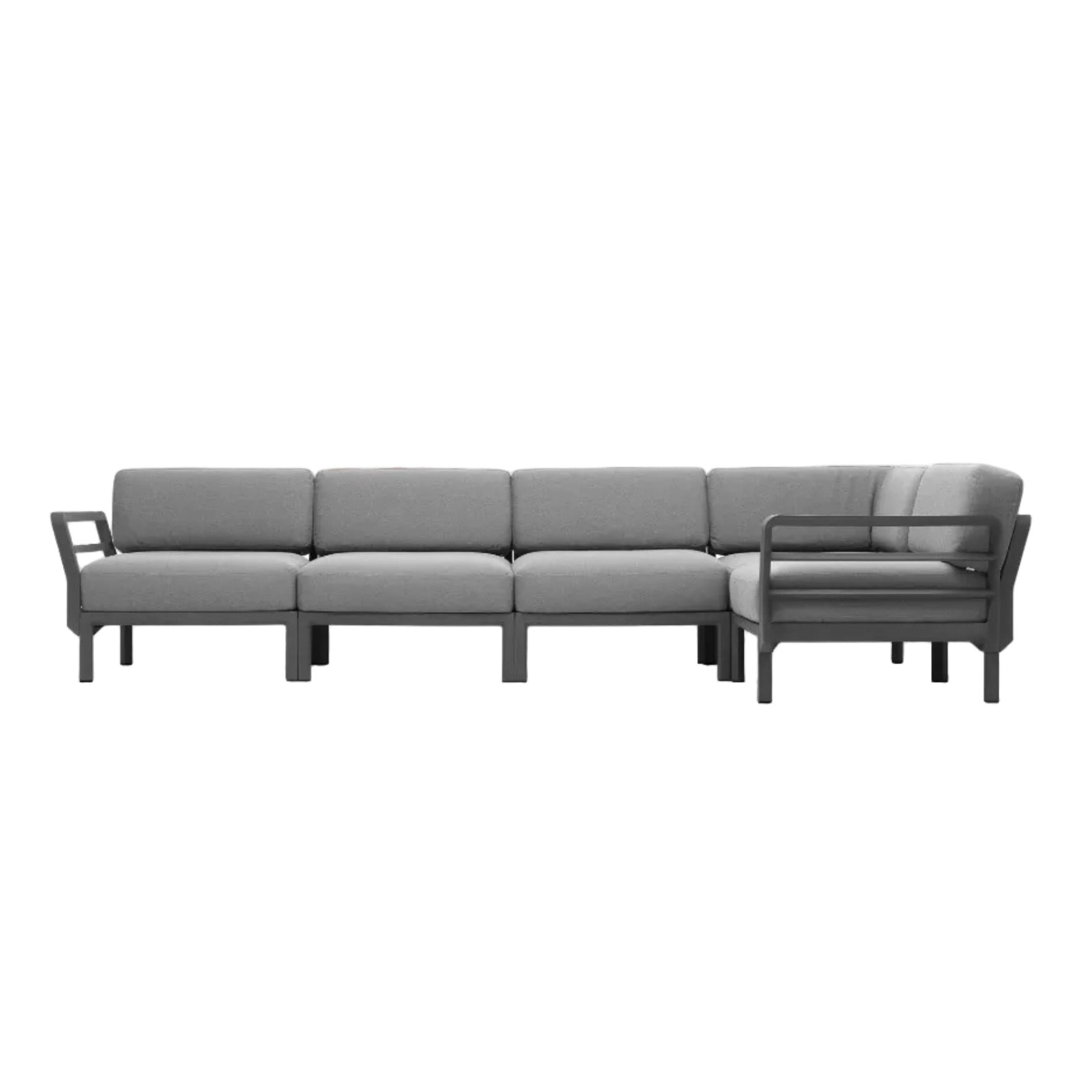MAXIMO 5 Gray Modular Outdoor Corner Sofa with Graphite Base