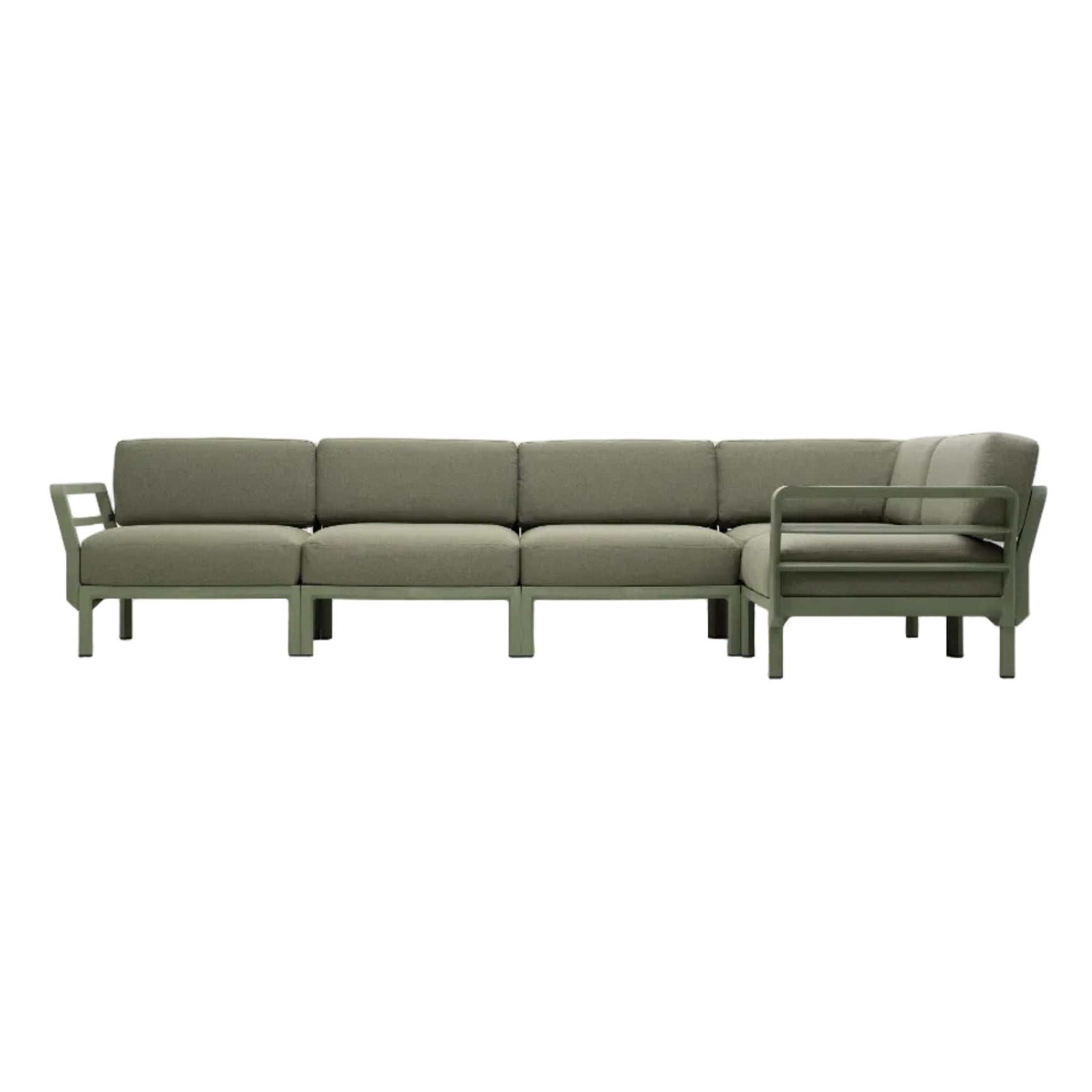 MAXIMO 5 Modular Outdoor Corner Sofa in Thyme Green with Green Base