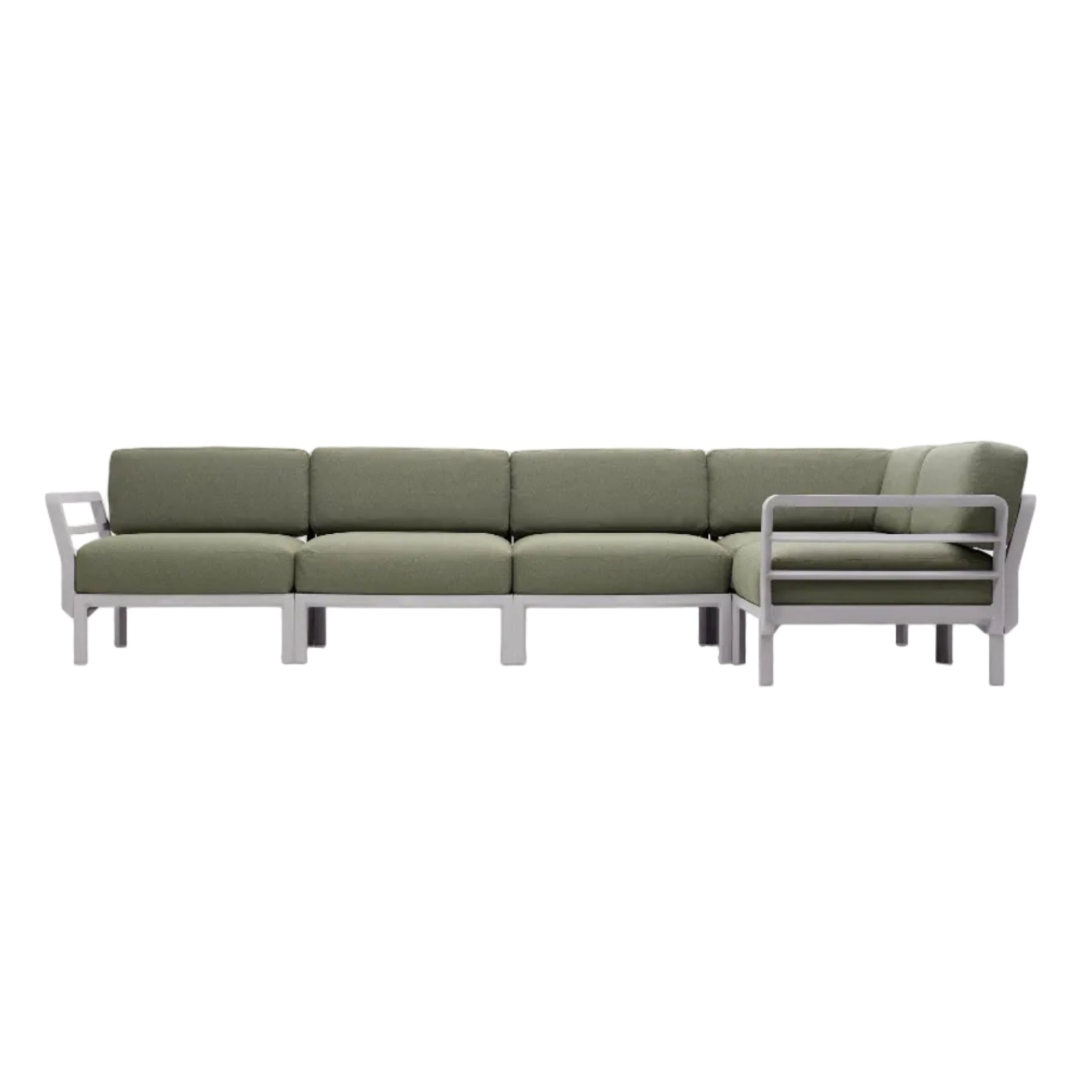 MAXIMO 5 Modular Outdoor Corner Sofa in Thyme Green with Chalk Base