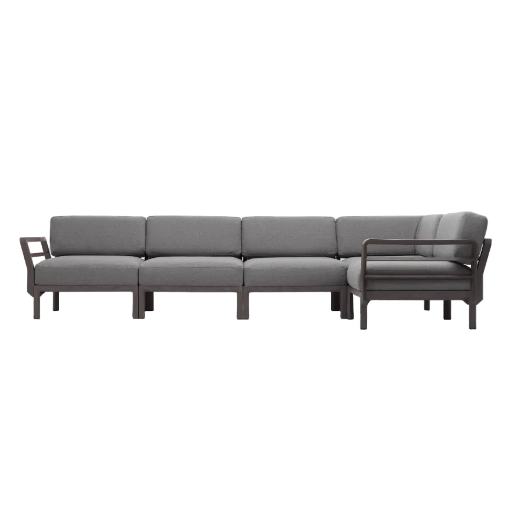 Modularer Außen-Ecksofa MAXIMO 5 grau mit braunem Gestell