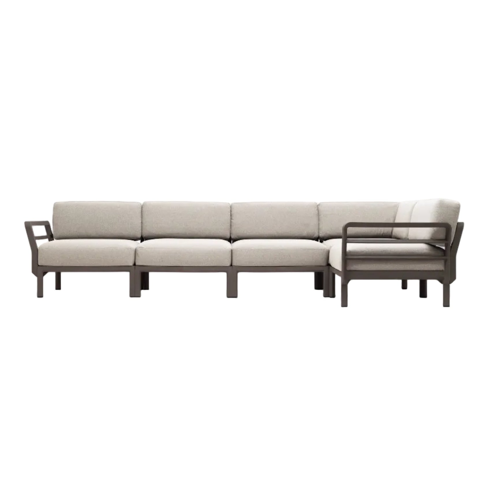 MAXIMO 5 Pearl Modular Outdoor Corner Sofa with Brown Base