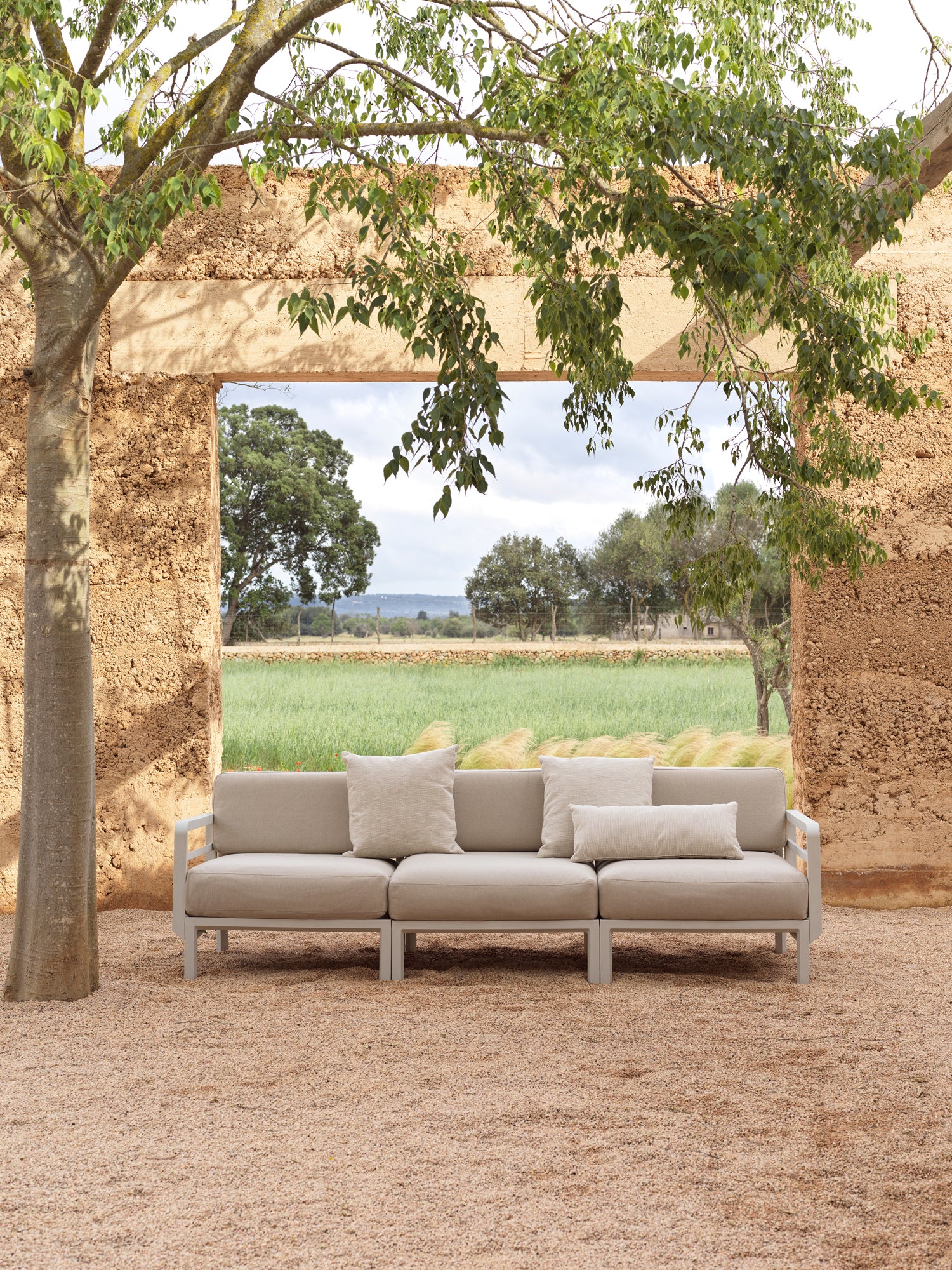 MAXIMO 5 Modular Outdoor Corner Sofa in Thyme Green with Chalk Base