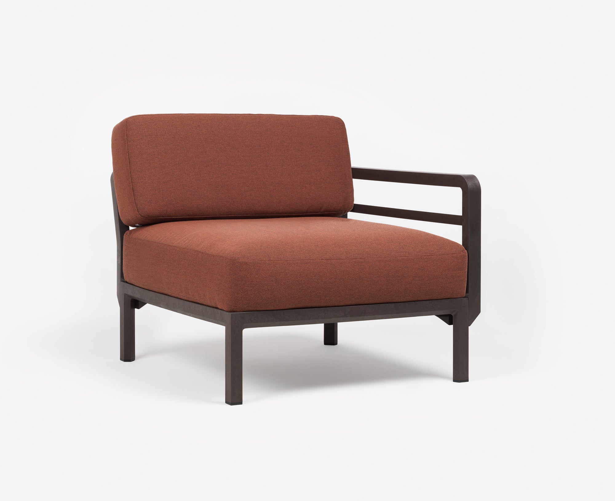 Modularer Außen-Ecksofa MAXIMO 5 grau mit braunem Gestell