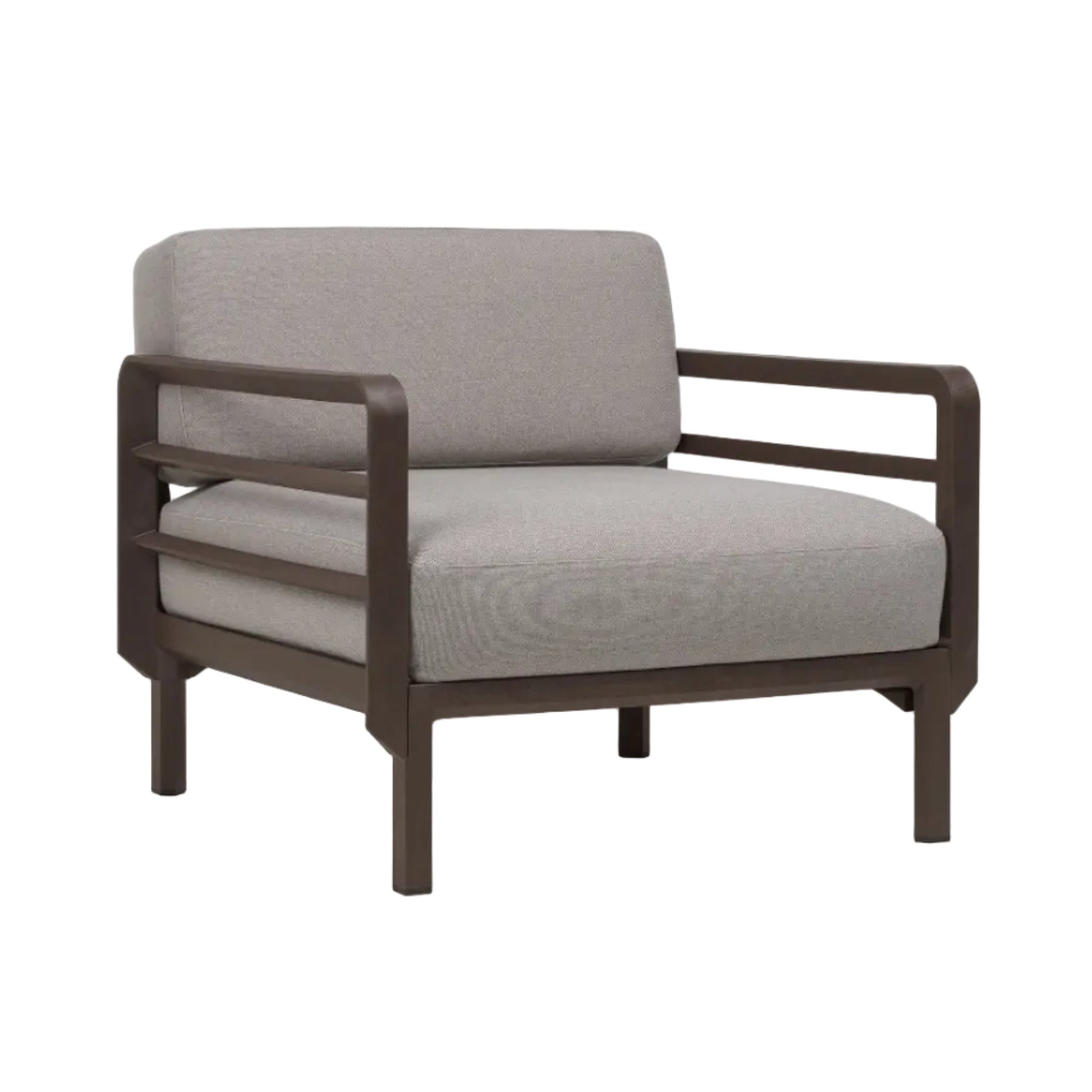 MAXIMO Outdoor Armchair Gray with Brown Base