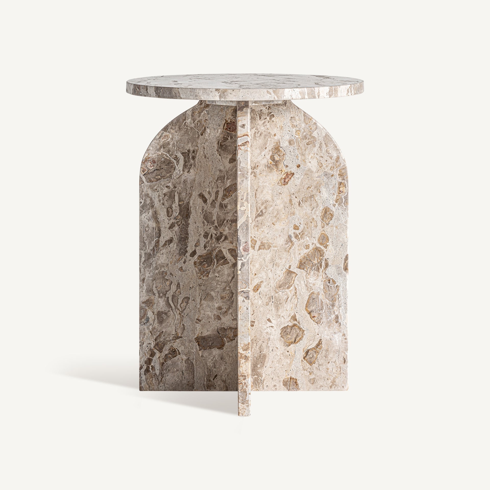 ALESSANO Side Table Beige Marble