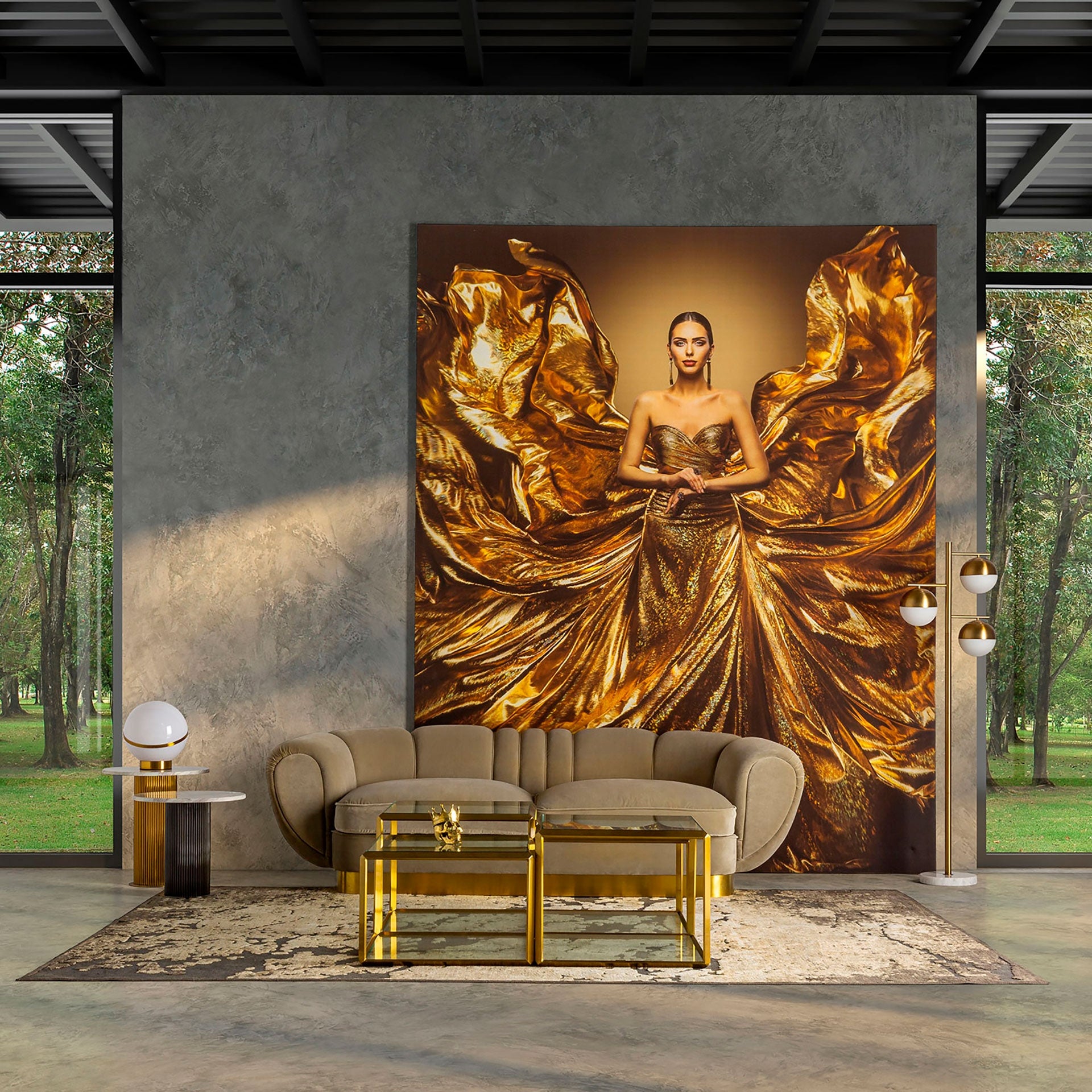 Stolik boczny COEN biały marmur syntetyczny z czarną podstawą