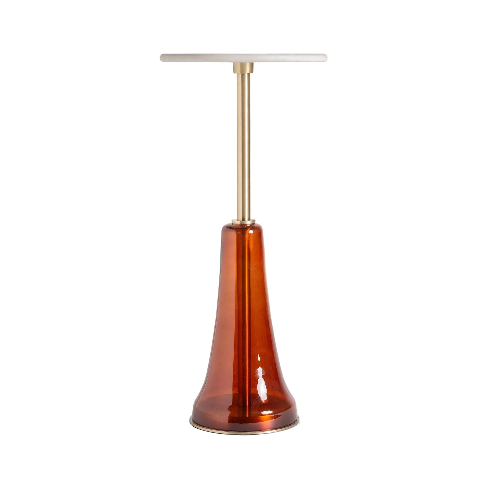 Beistelltisch COLMAR orange Glas mit Marmorplatte