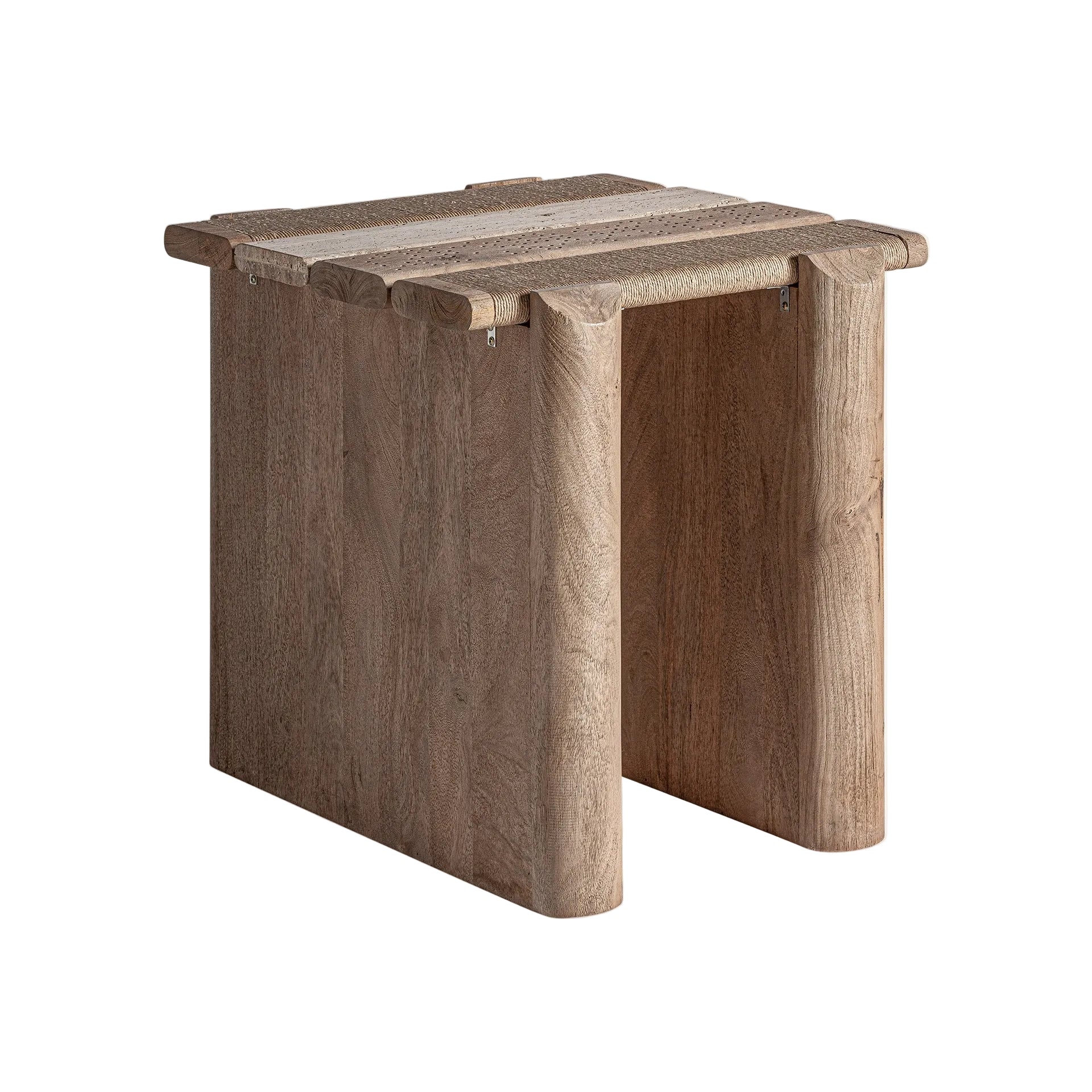 JACQUARD Side Table in Mango Wood with Marble