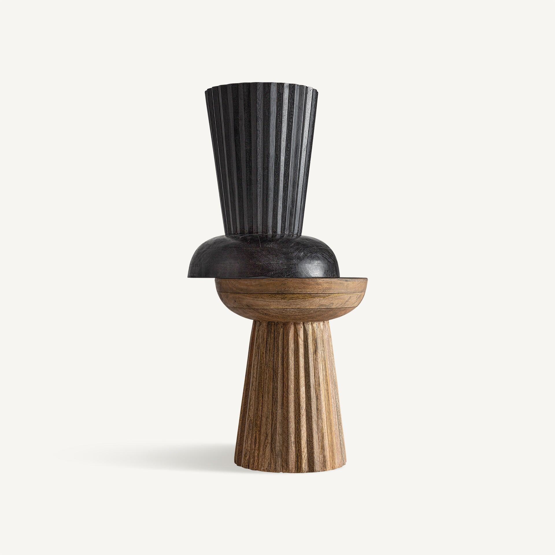 Stolik kawowy PLISSÉ WOOD czarne drewno mango