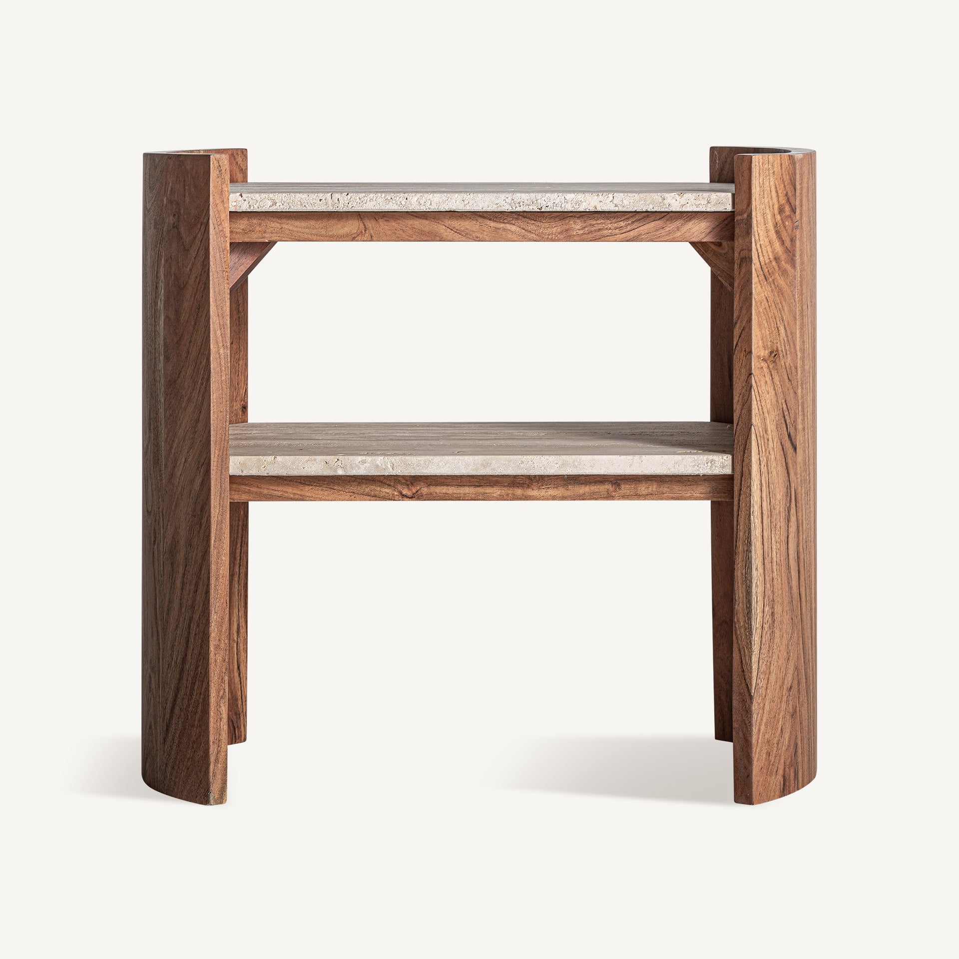 TIVOLI Side Table in Mango Wood with Travertine Top