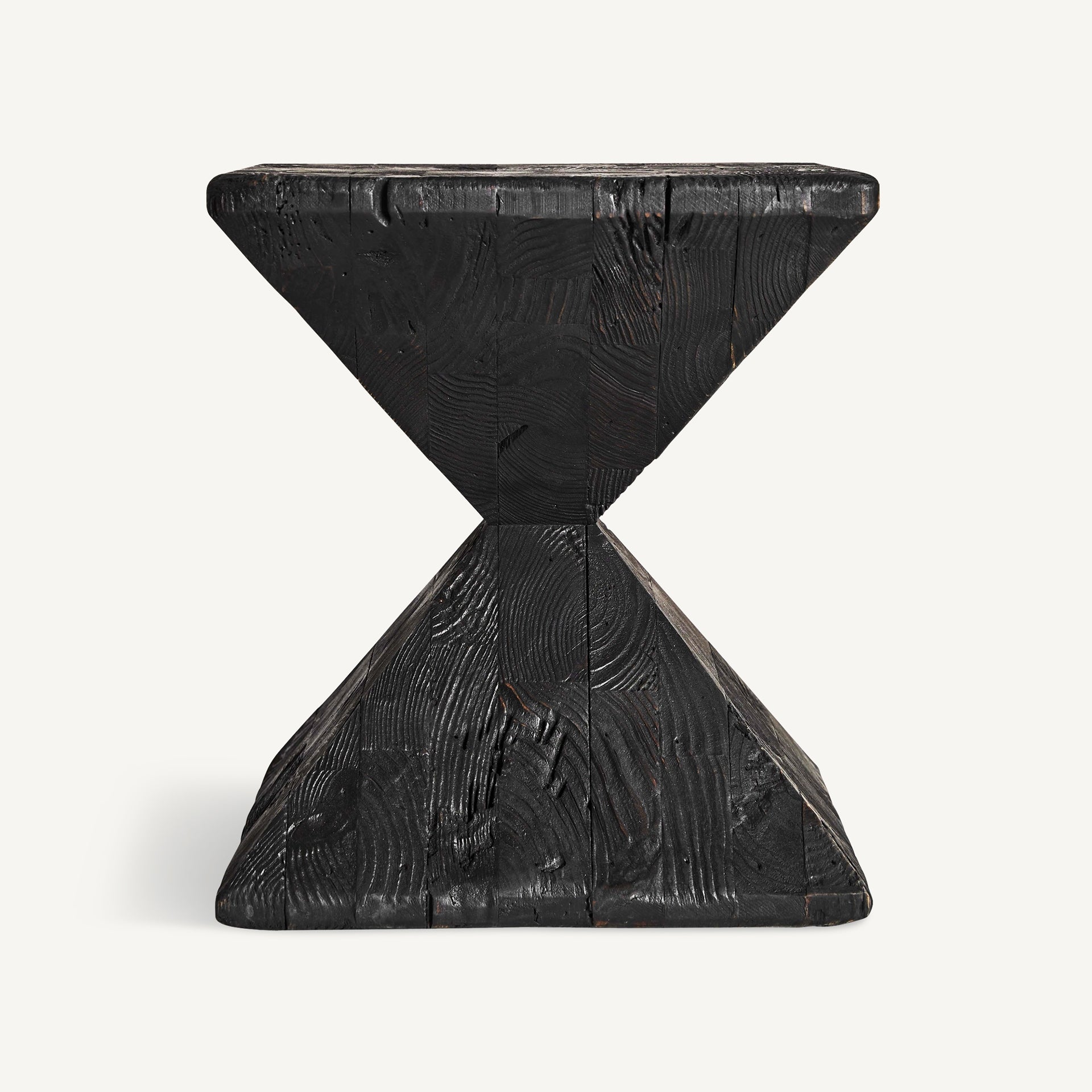 VIEVY Side Table in Recycled Black Pine Wood