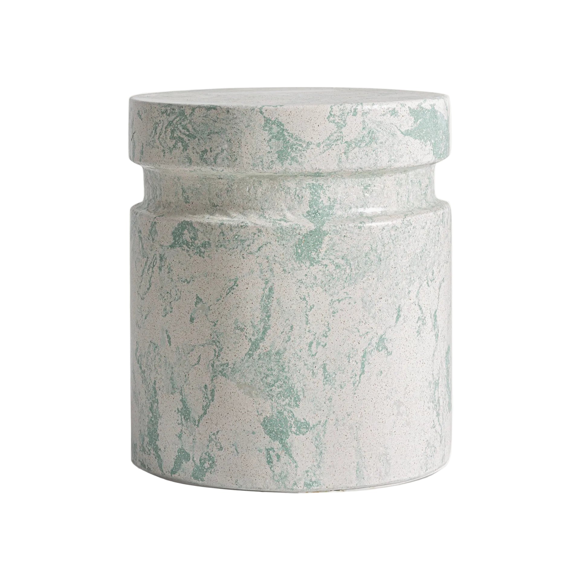 WATERN Cream Side Table with Green Terrazzo