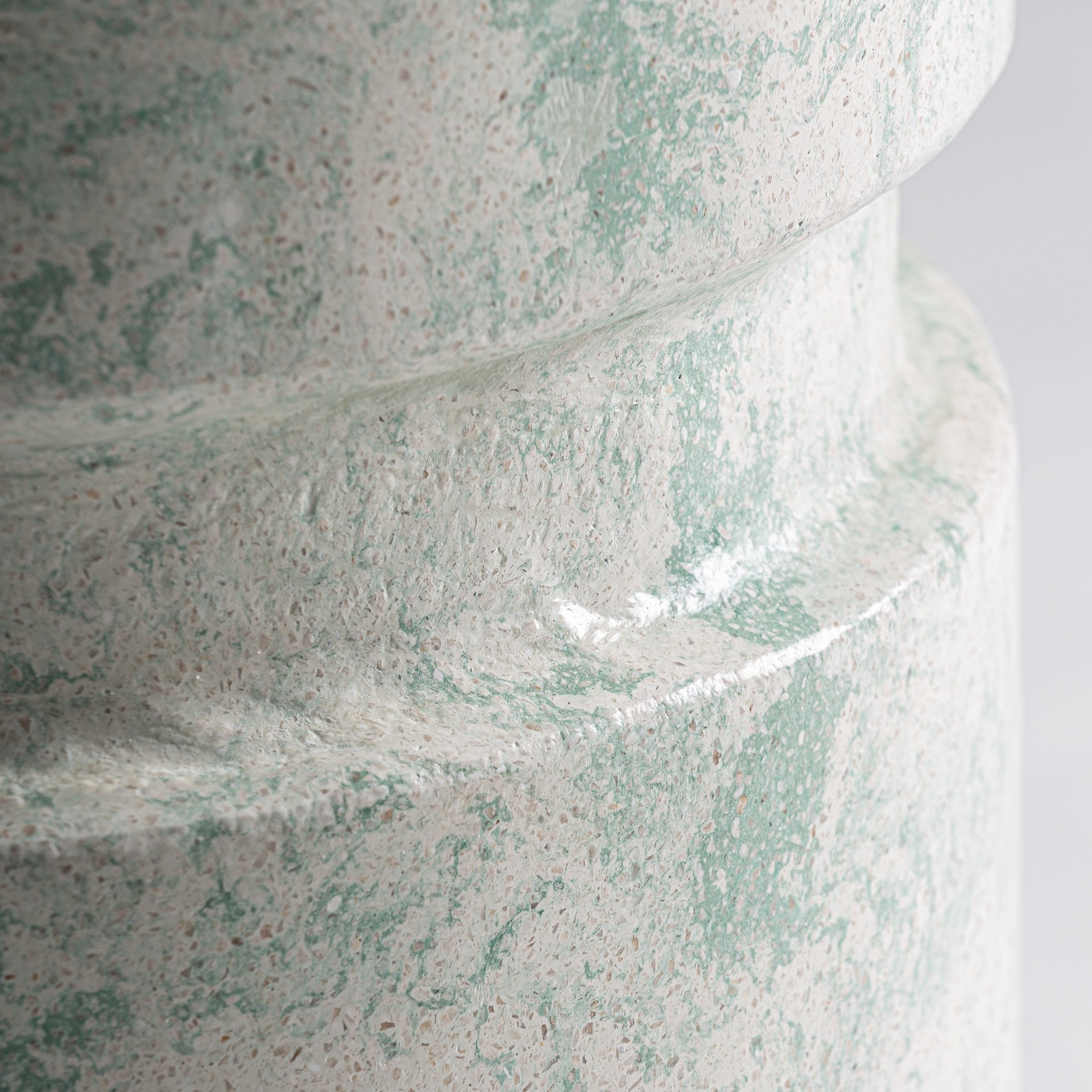 WATERN Cream Side Table with Green Terrazzo