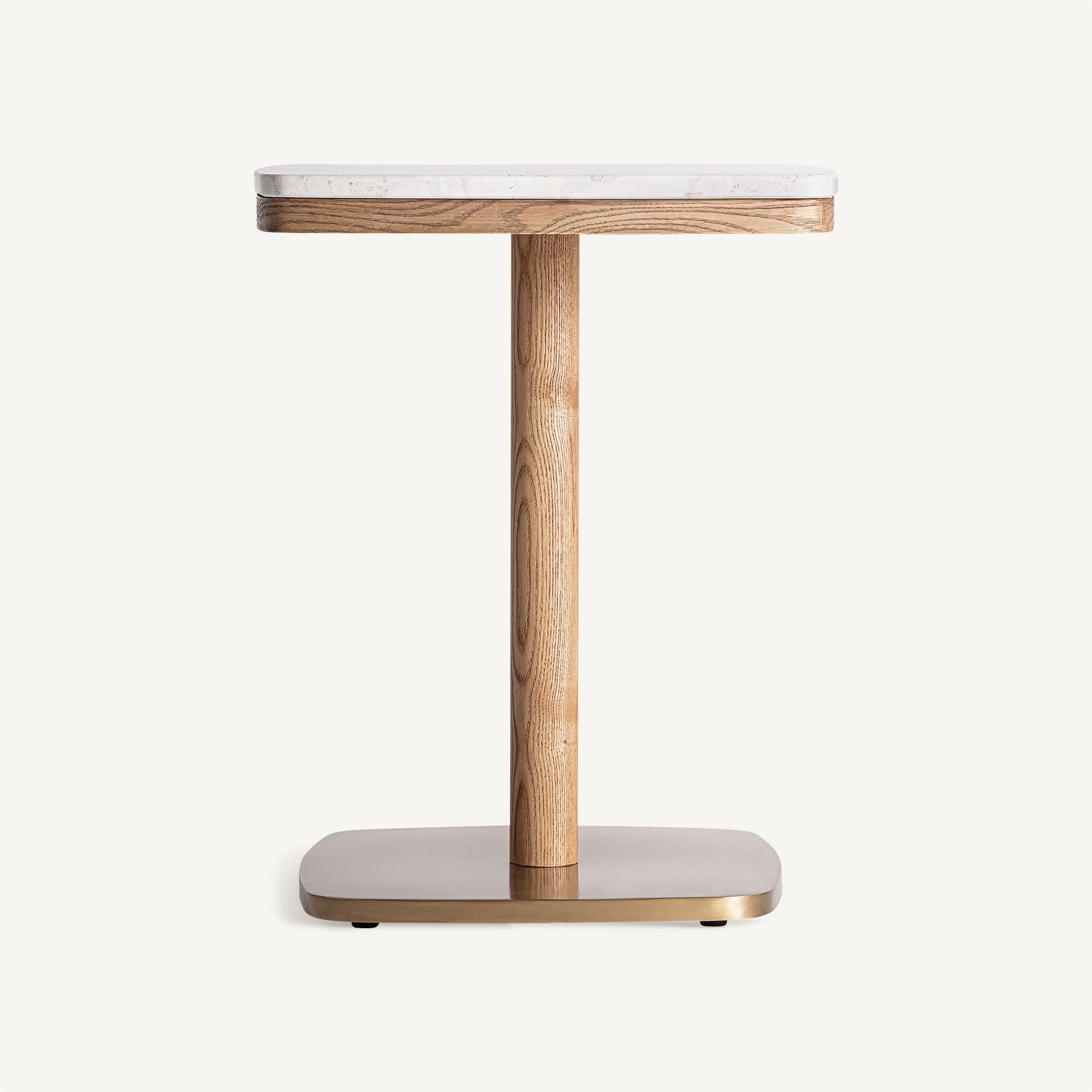 Barhocker ALFERCE cremefarbenes Terrazzo mit Holzgestell