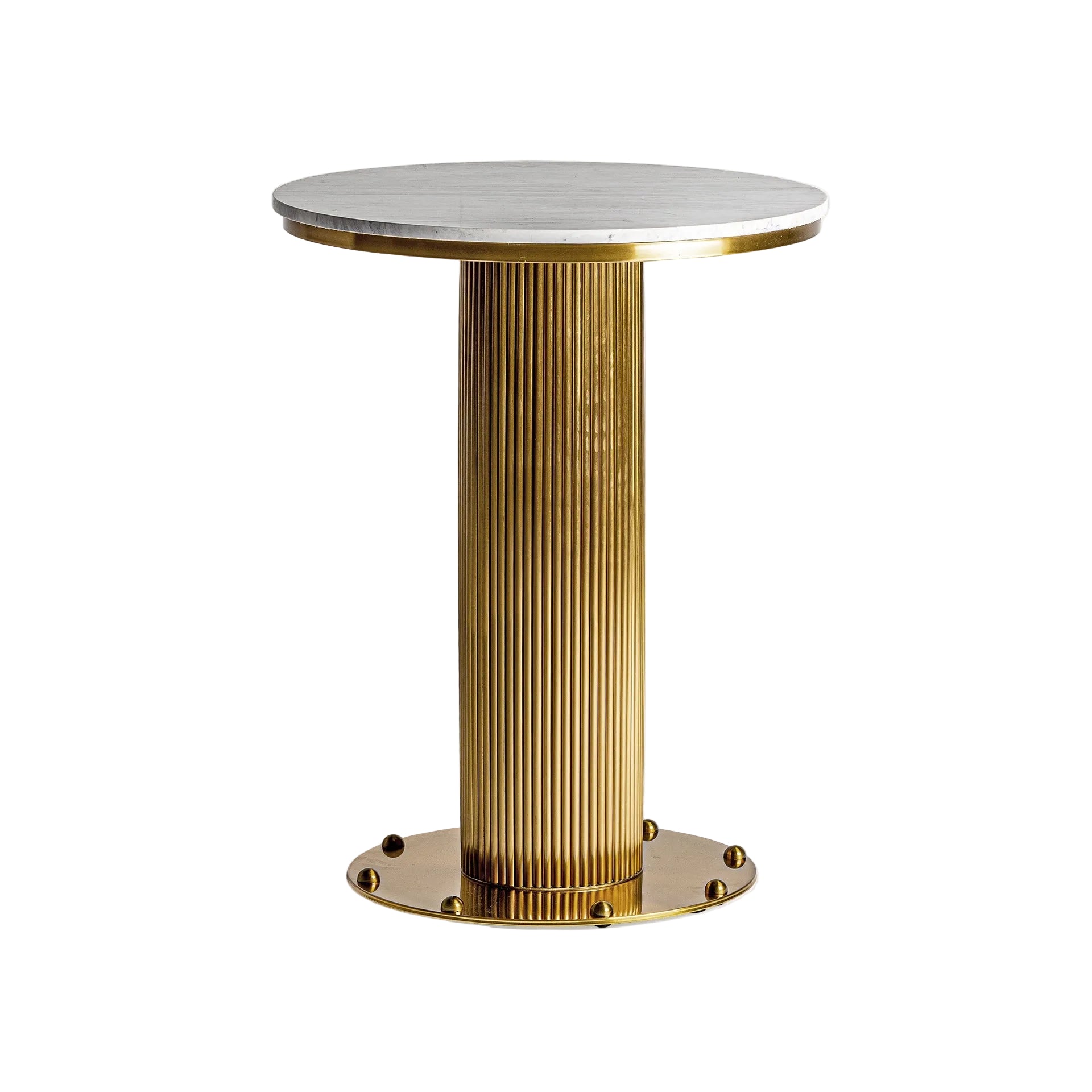 Runder Bartisch DOLNY weißer Marmor mit goldenem Fuß