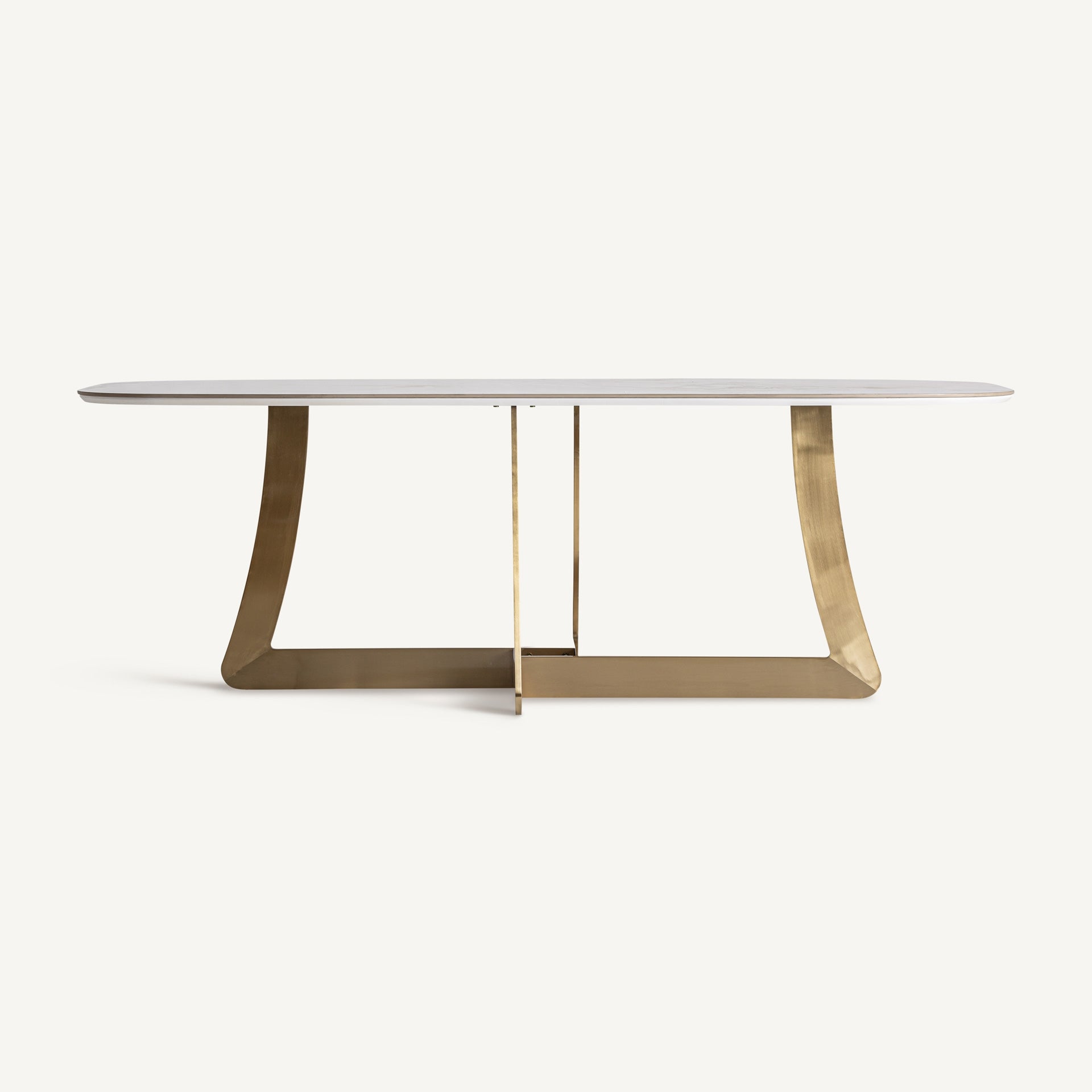 Tisch JUSSEY aus porzellanartigem Material mit goldener Basis
