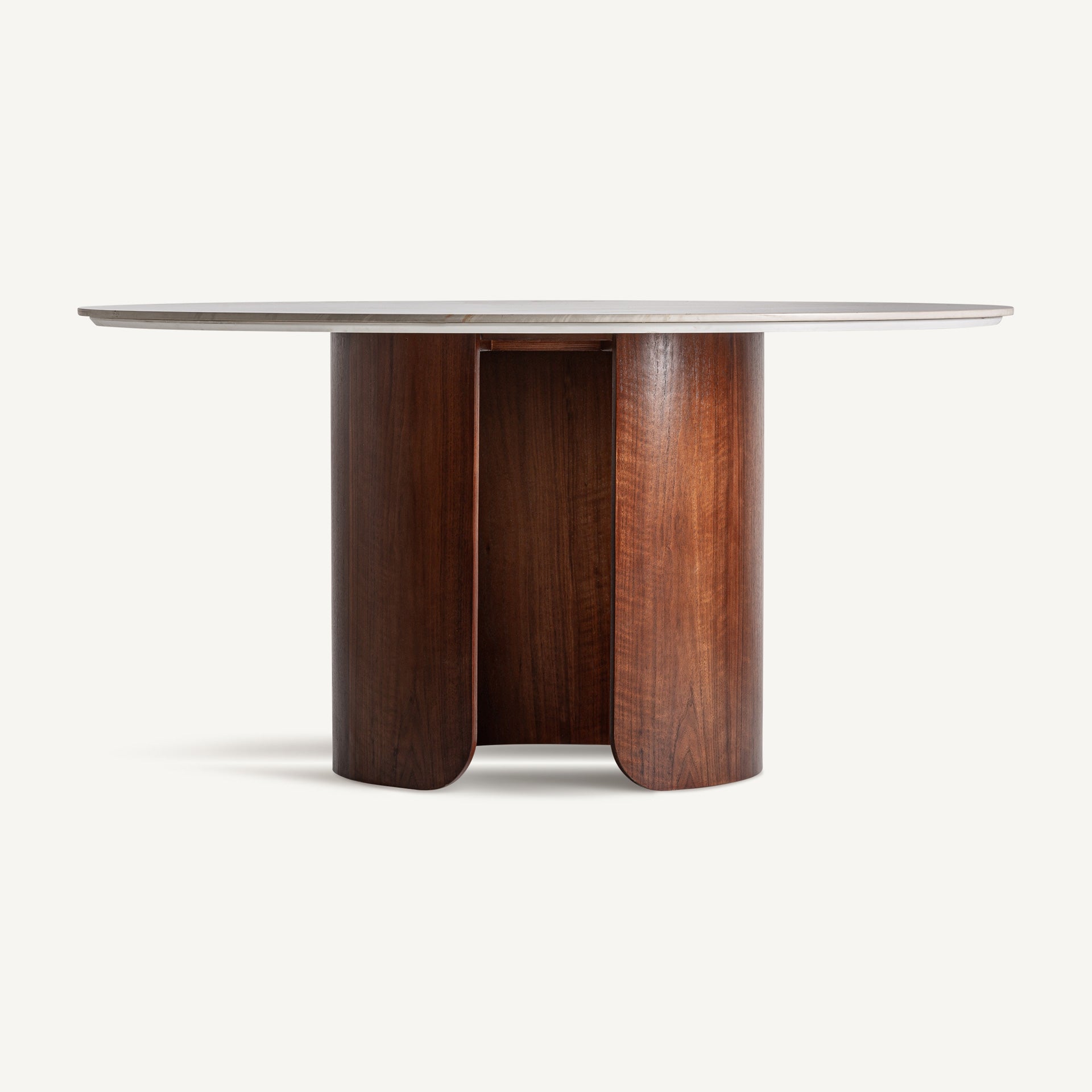 Round Table LHERM Beige Top with Wooden Base