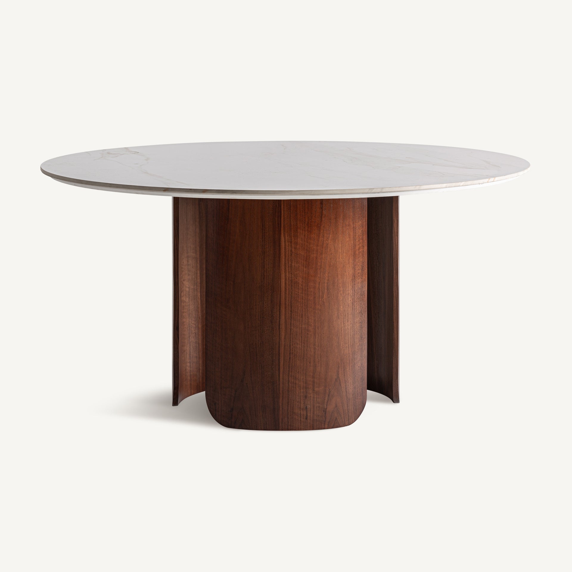 Round Table LHERM Beige Top with Wooden Base