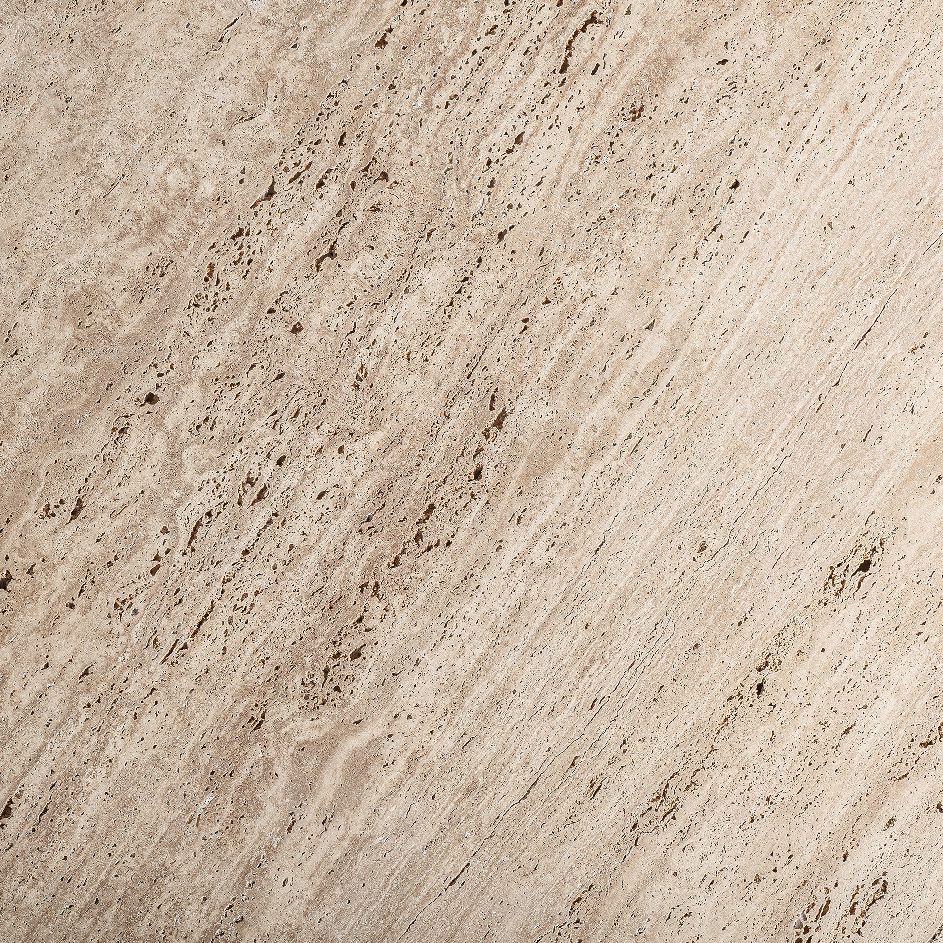 VARZI Round Table with Travertine Top and Mango Wood Base