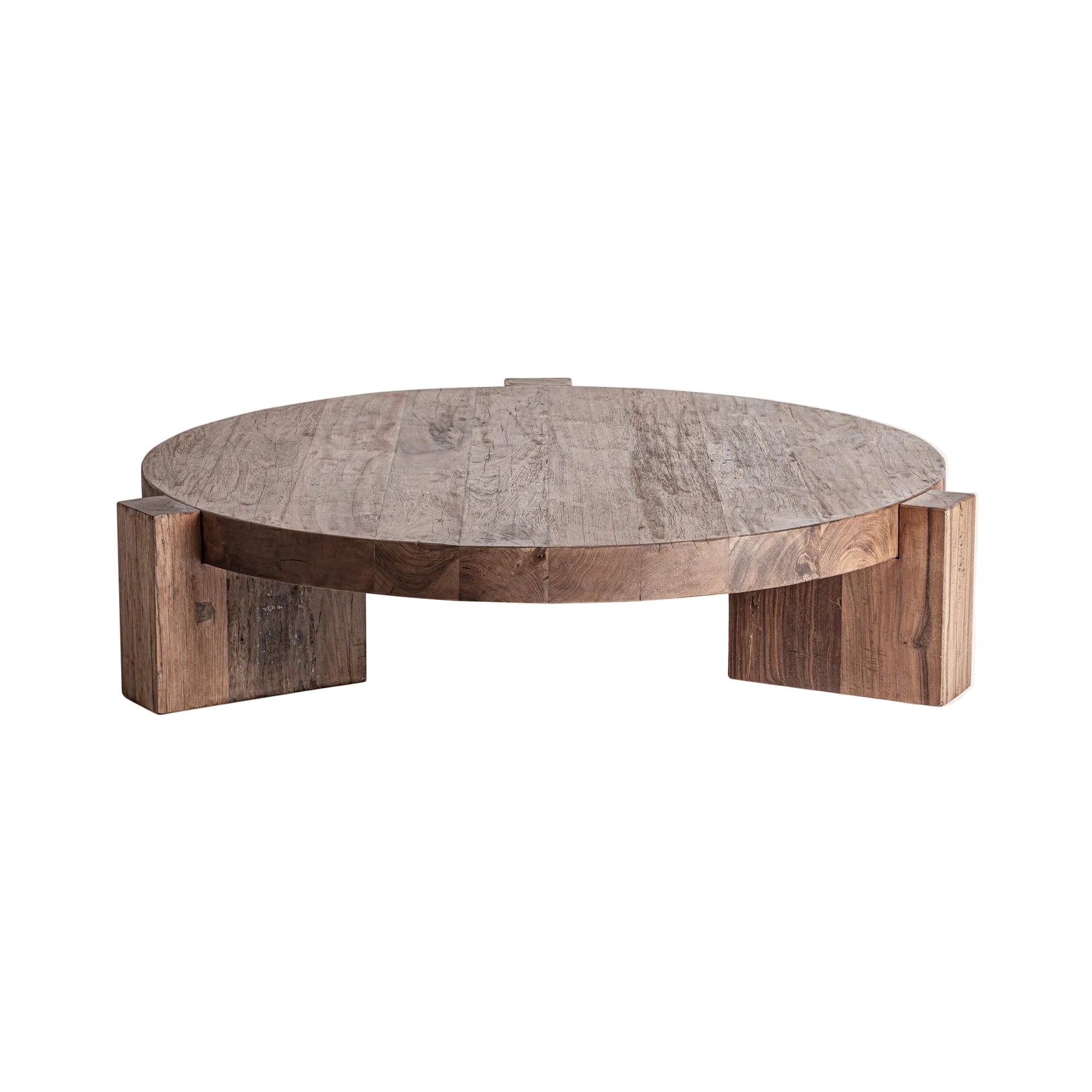 Runder Couchtisch BRUTALIST aus recyceltem Holz