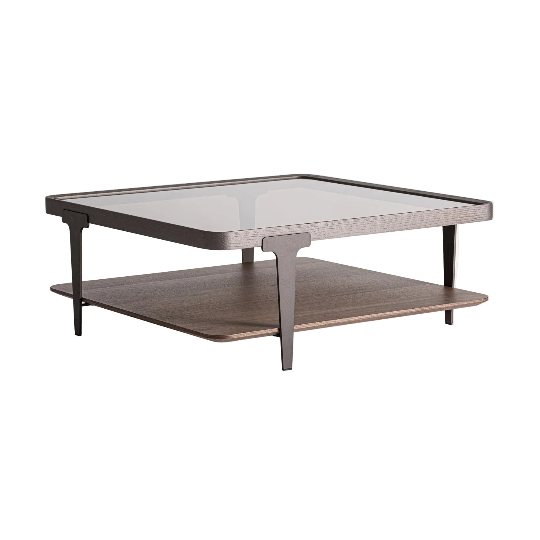 GEHOFEN Coffee Table in Ash Wood with Glass Top