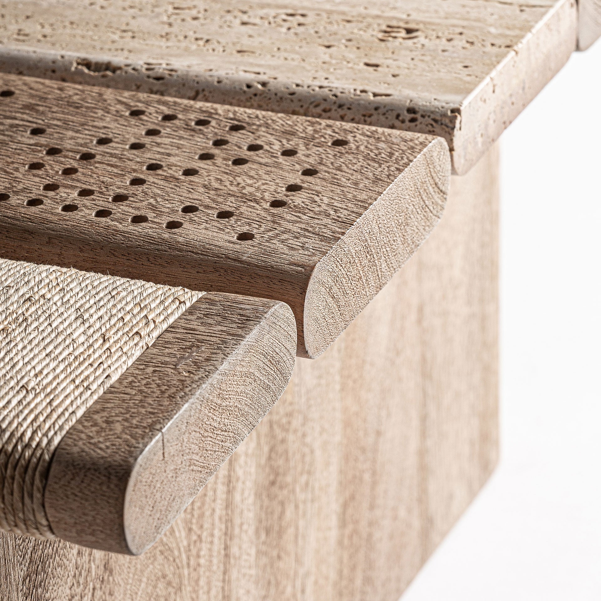 Stolik kawowy JACQUARD drewno mango z marmurem
