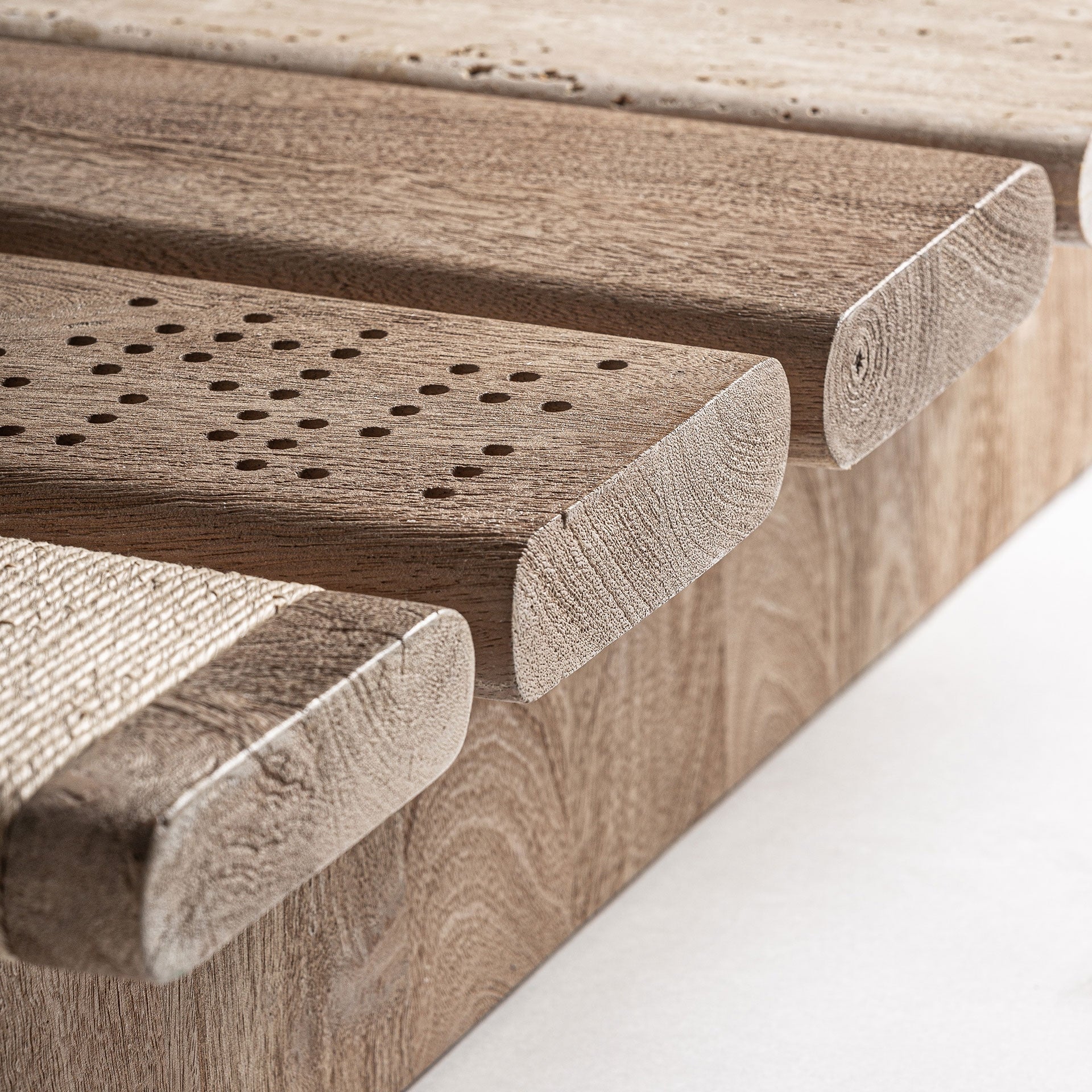 Stolik kawowy JACQUARD drewno mango z marmurem
