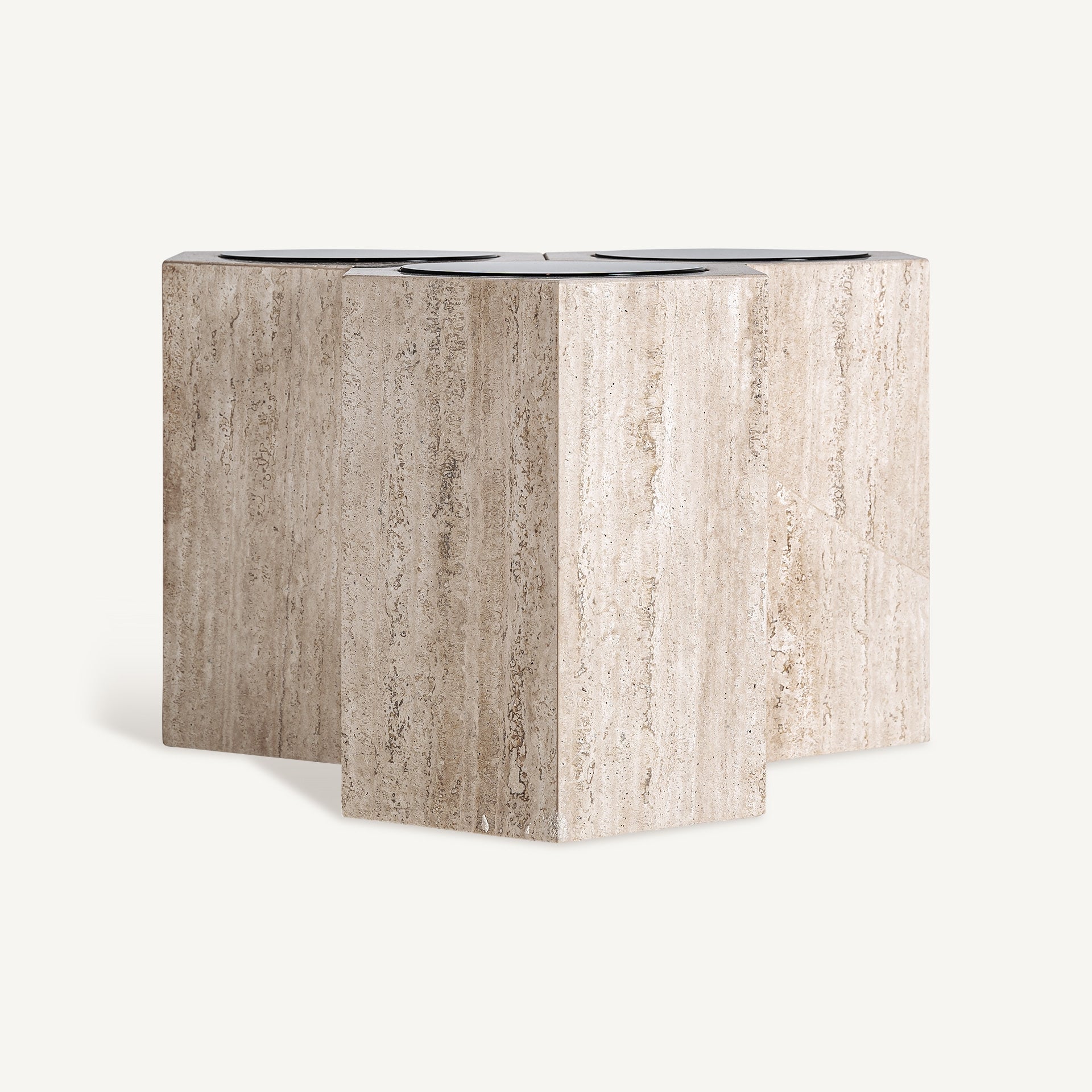 THIENNES Coffee Table in Travertine with Brown Glass