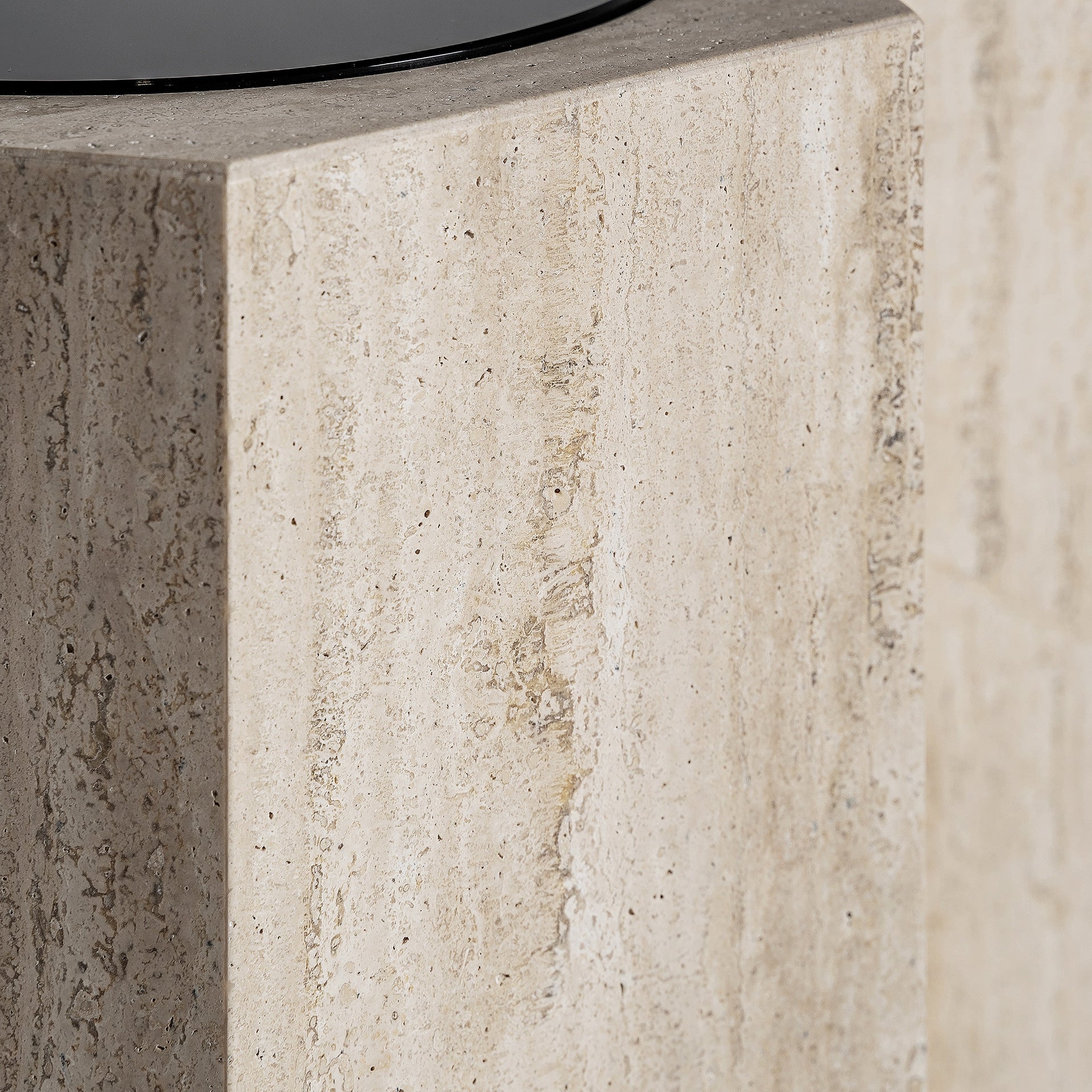 THIENNES Coffee Table in Travertine with Brown Glass